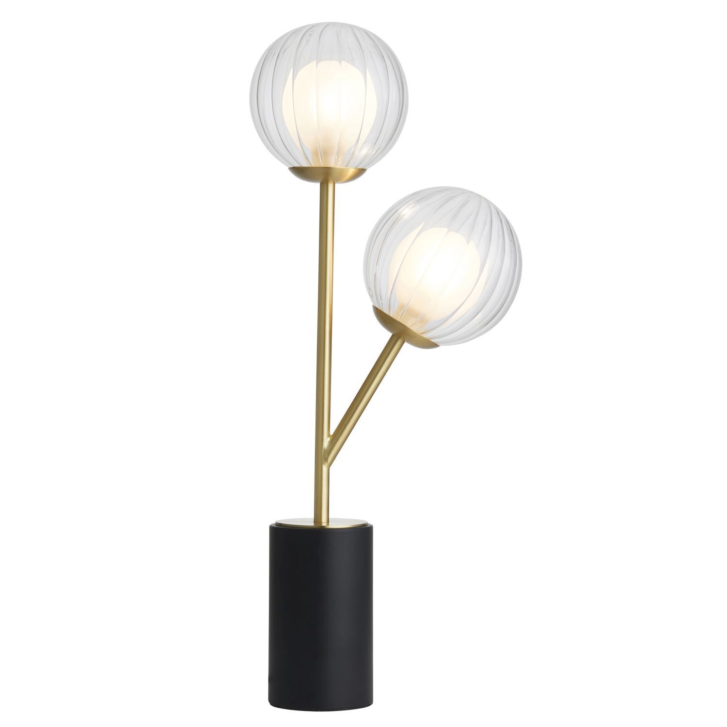 Lampe de table verre métal 51 cm en laiton blanc 2x G9