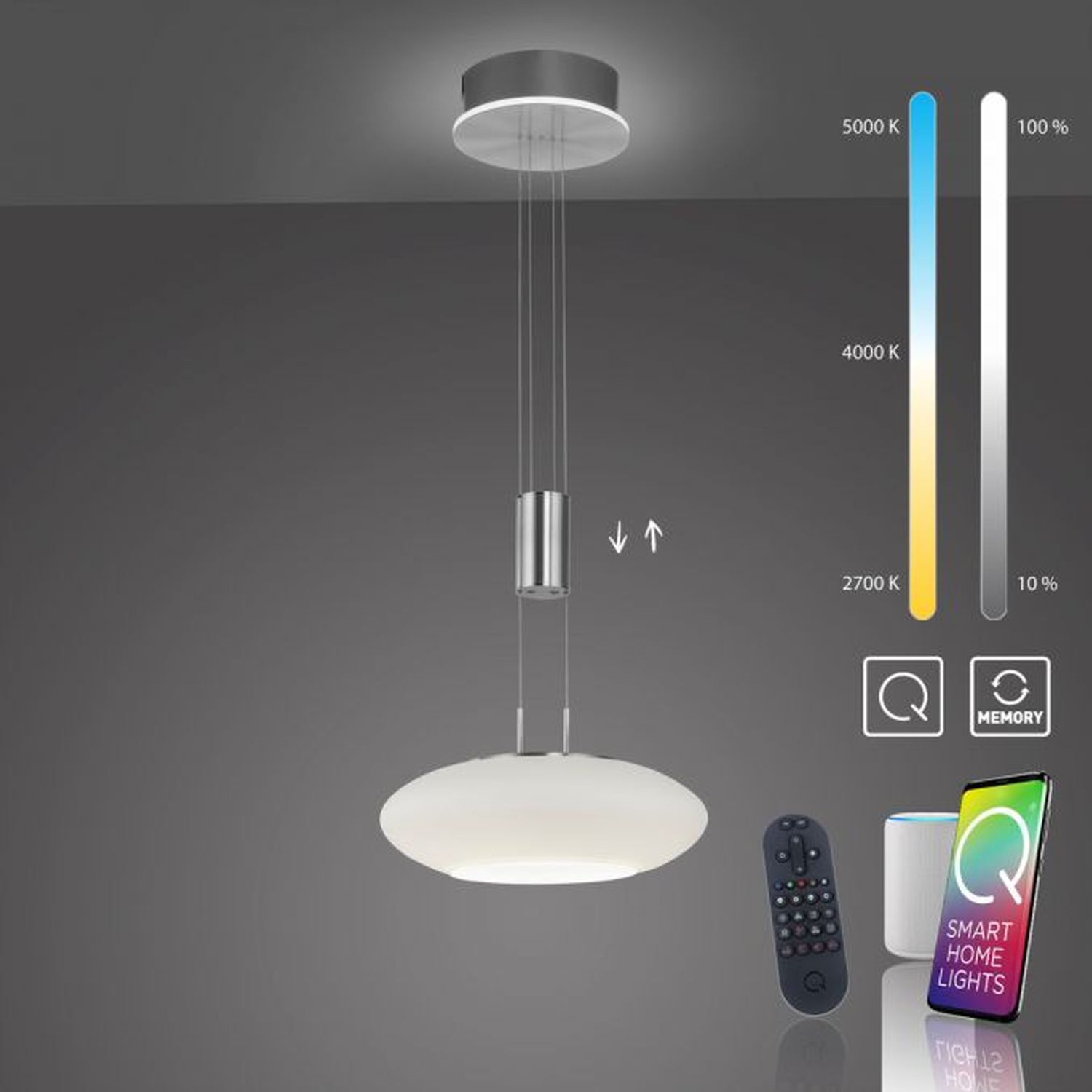 LED Hängelampe Glasschirm dimmbar Fernbedienung 4350 lm Beleuchtung, Deckenleuchte, Elektronik, Fernsteuerung, Handy