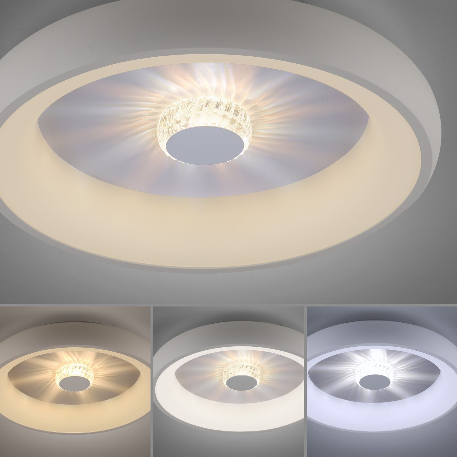 Dimmbare LED Deckenlampe Fernbedienung Kristalleffekt Deckenleuchte, Lampe