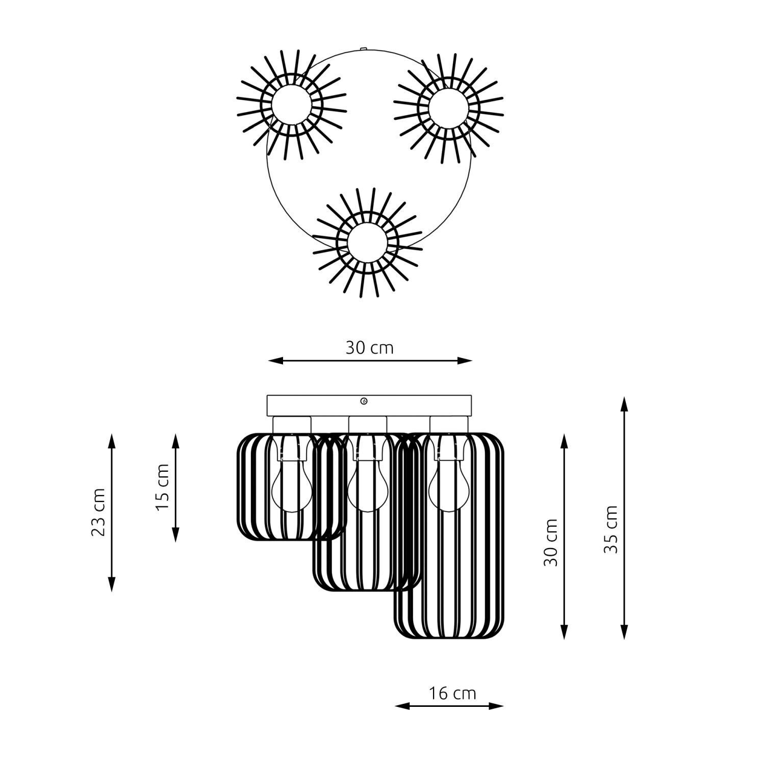 Deckenleuchte, Wandlampe, Metall, Schwarz, Kugellampenschirme