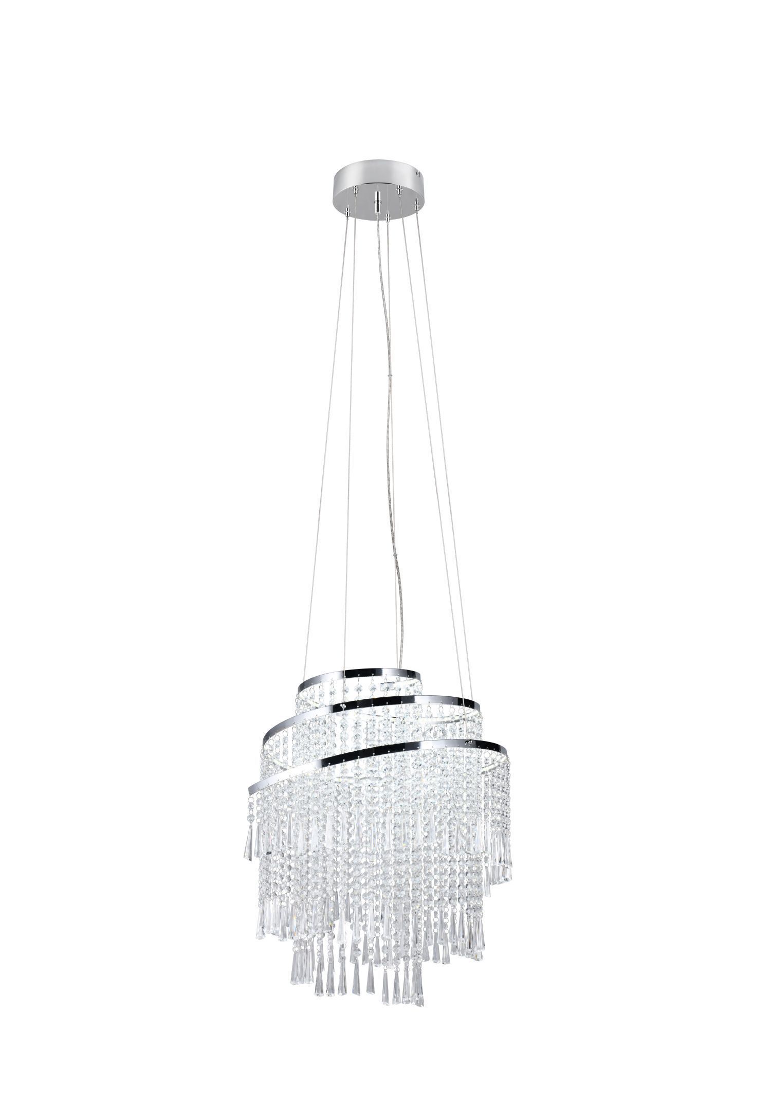 LED Hängeleuchte mit Fernbedienung dimmbar Chrom Acryl Leuchter, Lampe