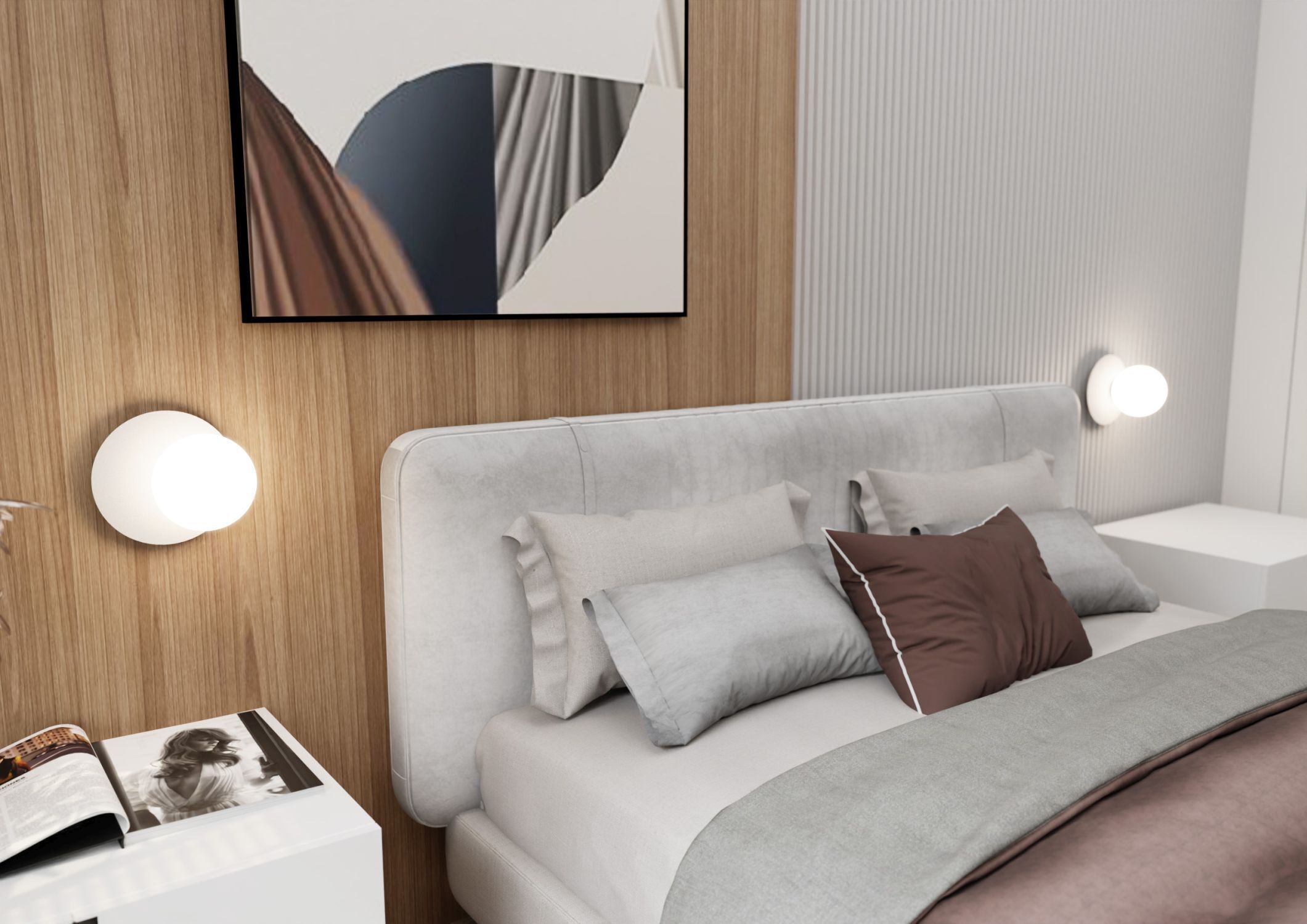 Wandleuchte Glas Metall Weiß Ø 20 cm rund Kugel Schirm E14 Kissen, Dekoration für Zuhause, Innenarchitektur, Kopfkissen, Lampe