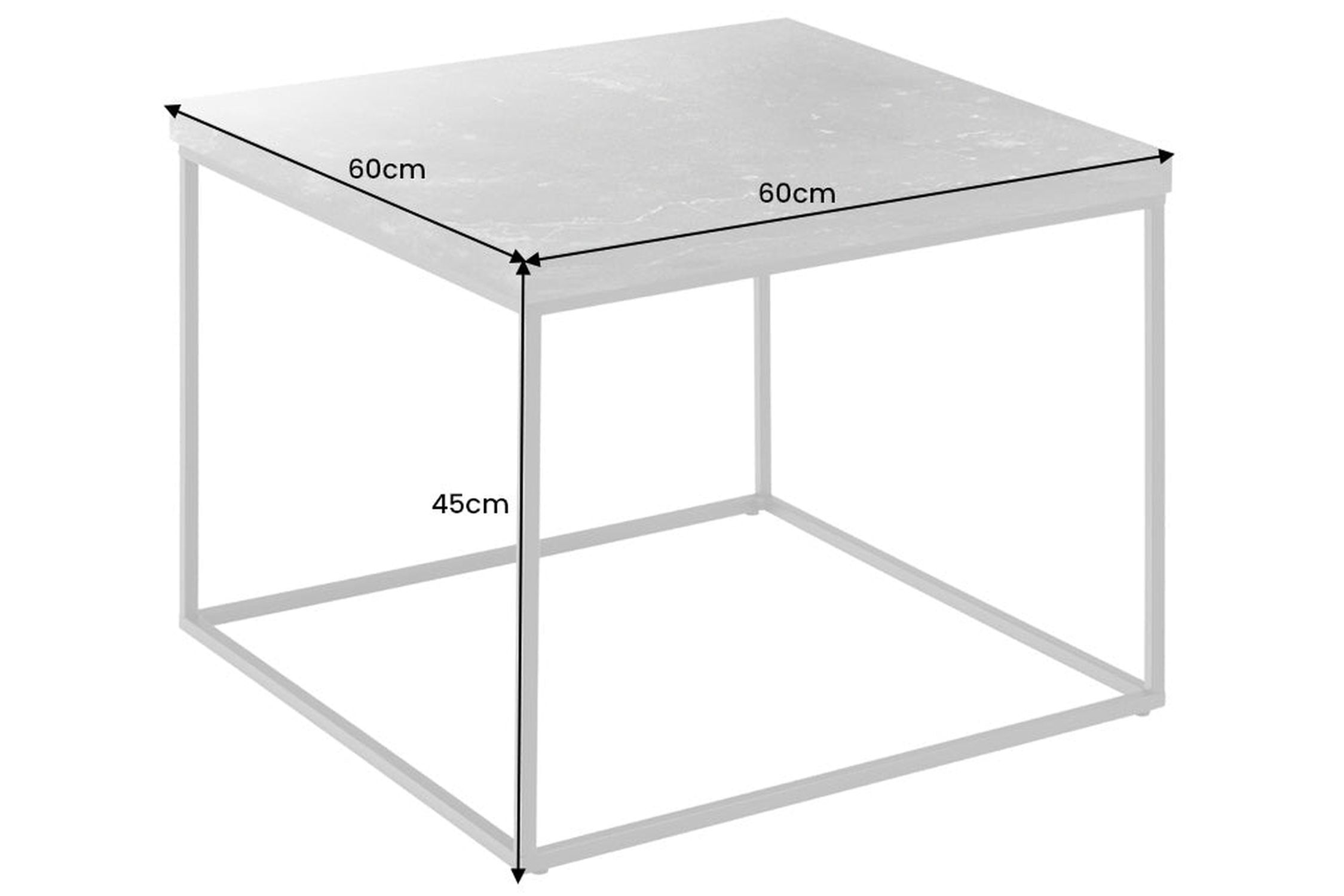 Table basse noire 60 x 60 cm aspect marbre noir