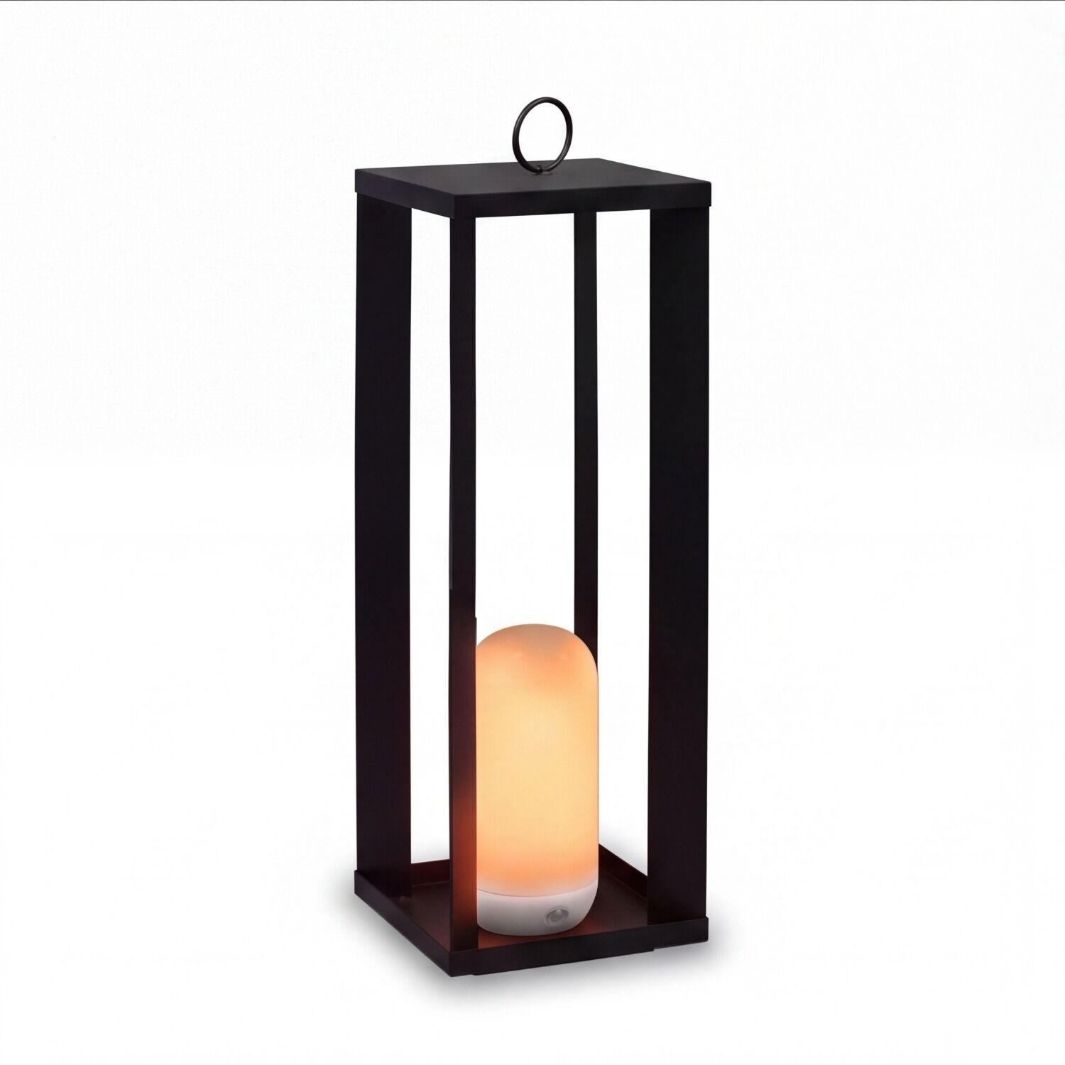 126751-led-aussenlampe-akku-dimmer-fernbedienung-ip54-2000-k-50-cm-hoch-schwarz-weiss-eckig-modern-kabellos-tragbar-aussen-tischlampe-gartenlaterne-3 Laternenlicht, LED-Lampe, Standleuchte, Schwarz, Glaskörper