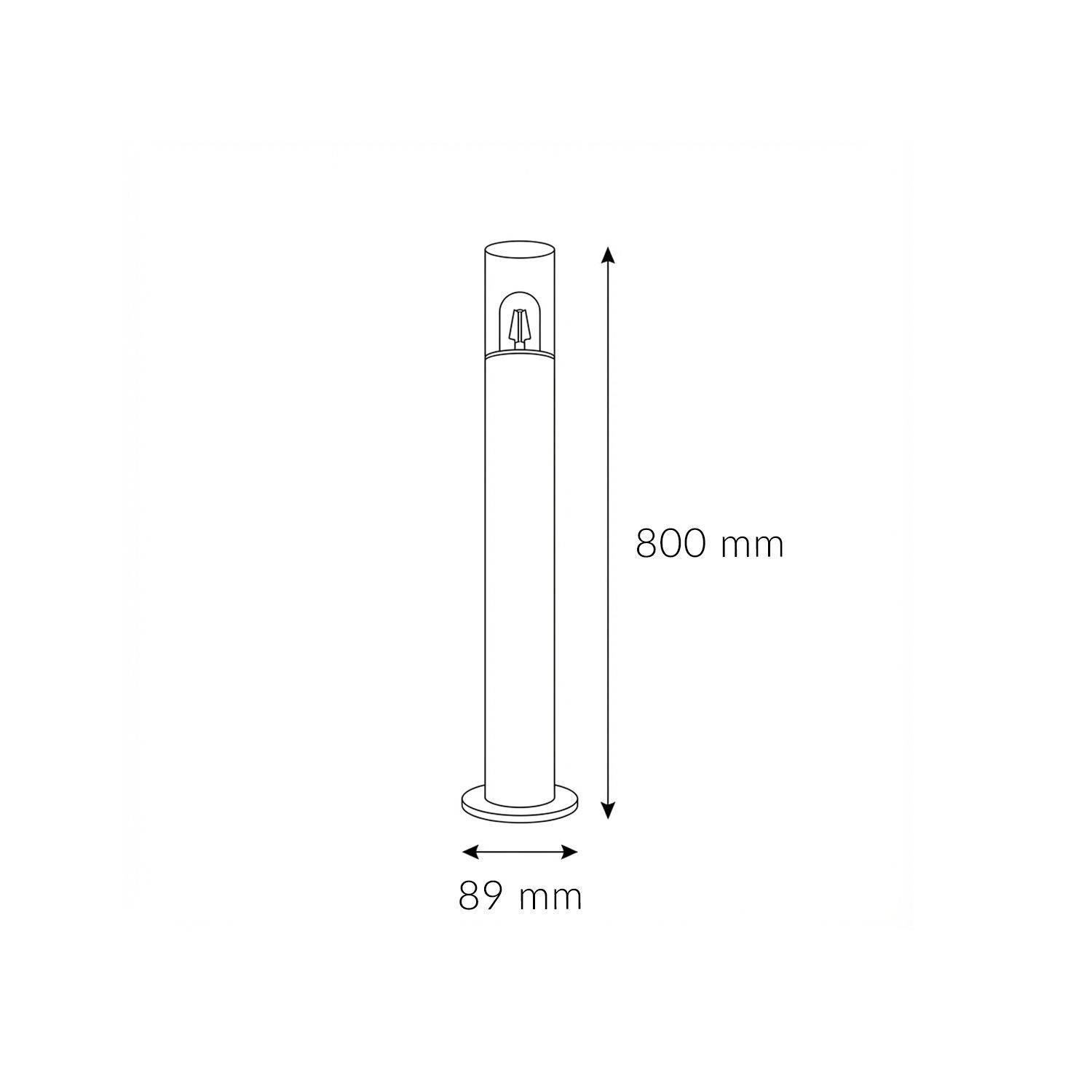 Pollerleuchte 80 cm IP44 Grau Weiß Edelstahl E27 Auffangsäule, Pylon, Standsäule, Durchmesser 89 mm, Höhe 800 mm