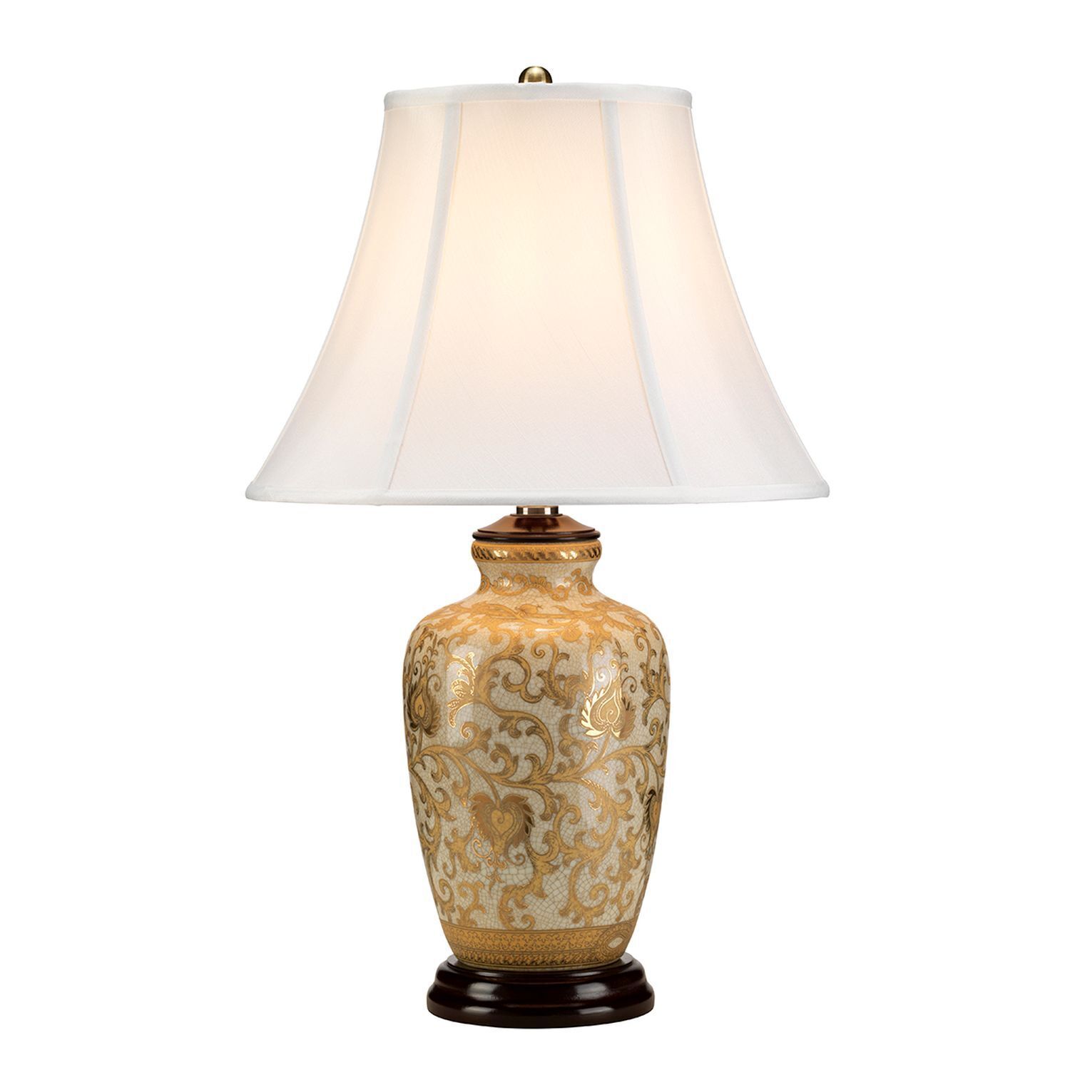 tischleuchte-tischlampe-chino-1-flammig-gold-creme-klassisch-573-1 Tischlampe, Porzellan, Gold, Muster, Schirmanesine?