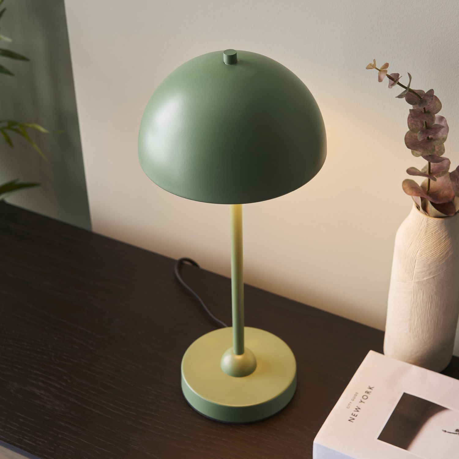 Lampe champignon métal 41 cm de haut vert menthe E14 Bauhaus