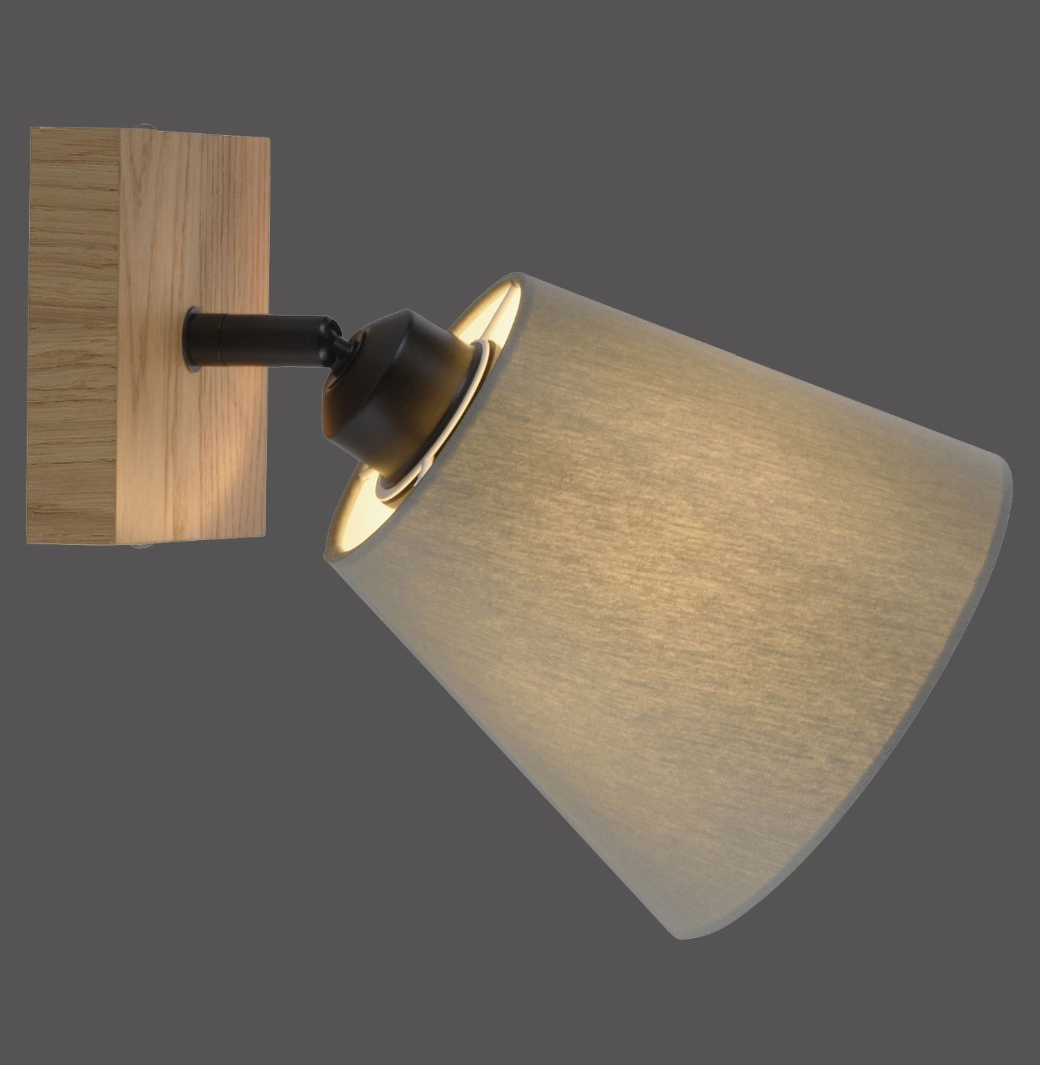 Deckenspot Stoffschirm Holz E27 verstellbar Taupe Natur Lampe, Lampenschirm