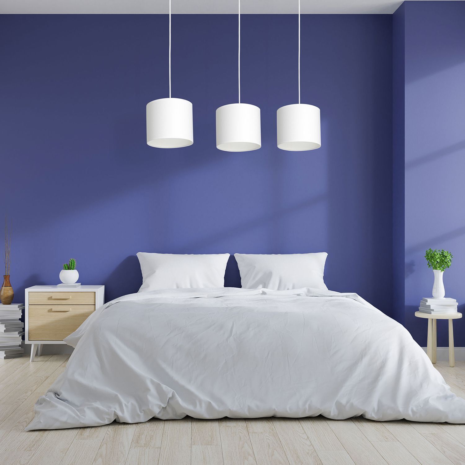 Suspension Blanc Tissu Métal E27 75 cm long anti-éblouissement