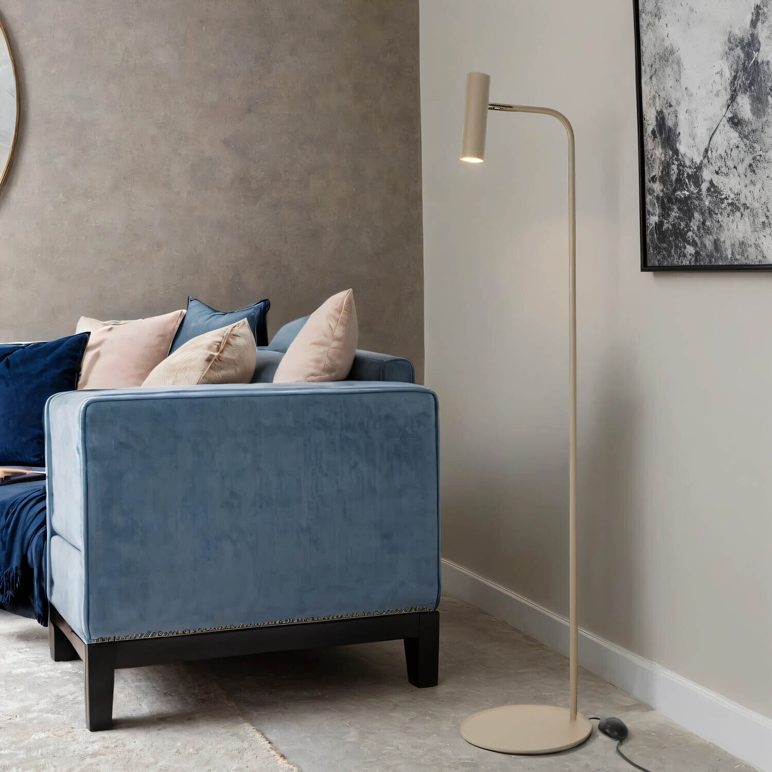 Stehlampe Metall GU10 verstellbar 159 cm in Beige Gold Lampe, Stehlampe, Kunst, Malerei