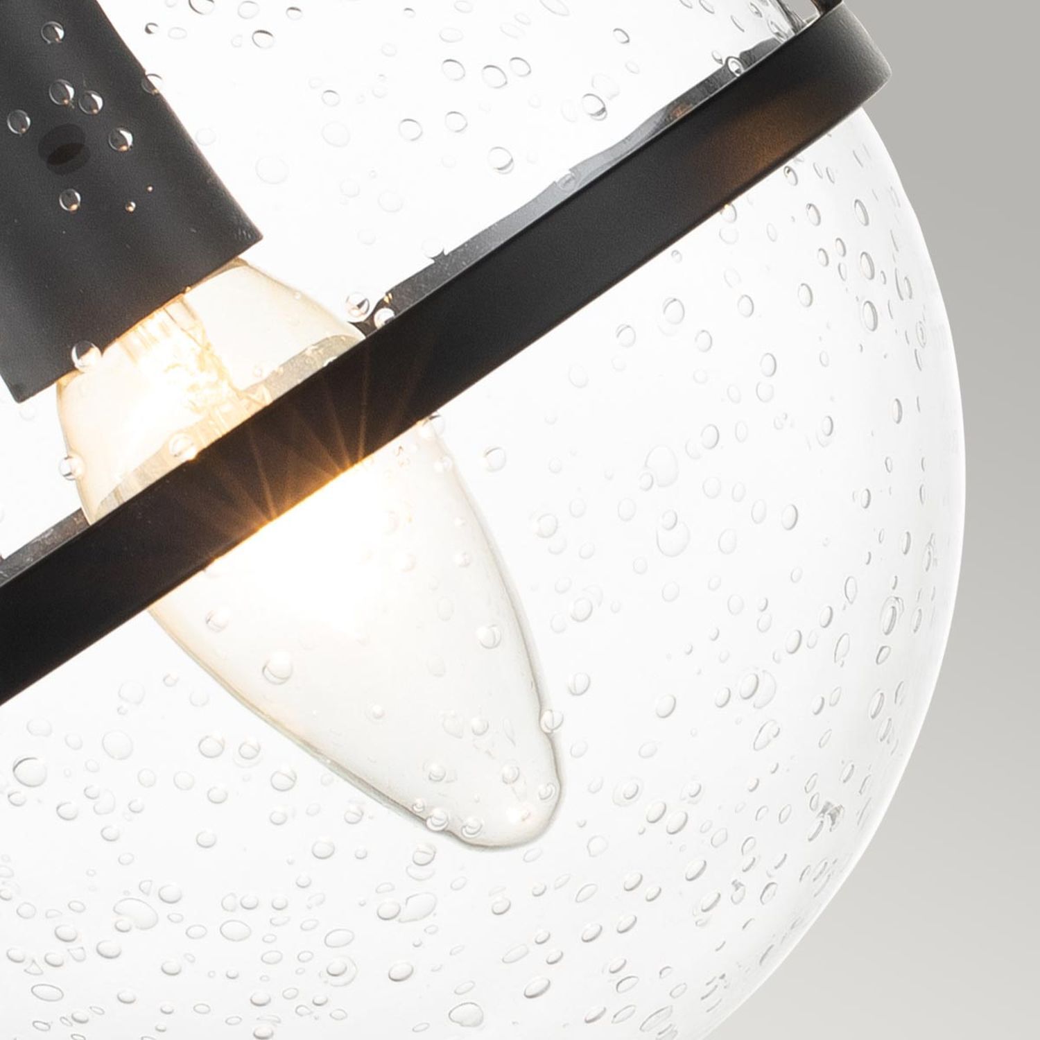 Lampe de salle de bain verre métal IP44 largeur 38,1 cm noir