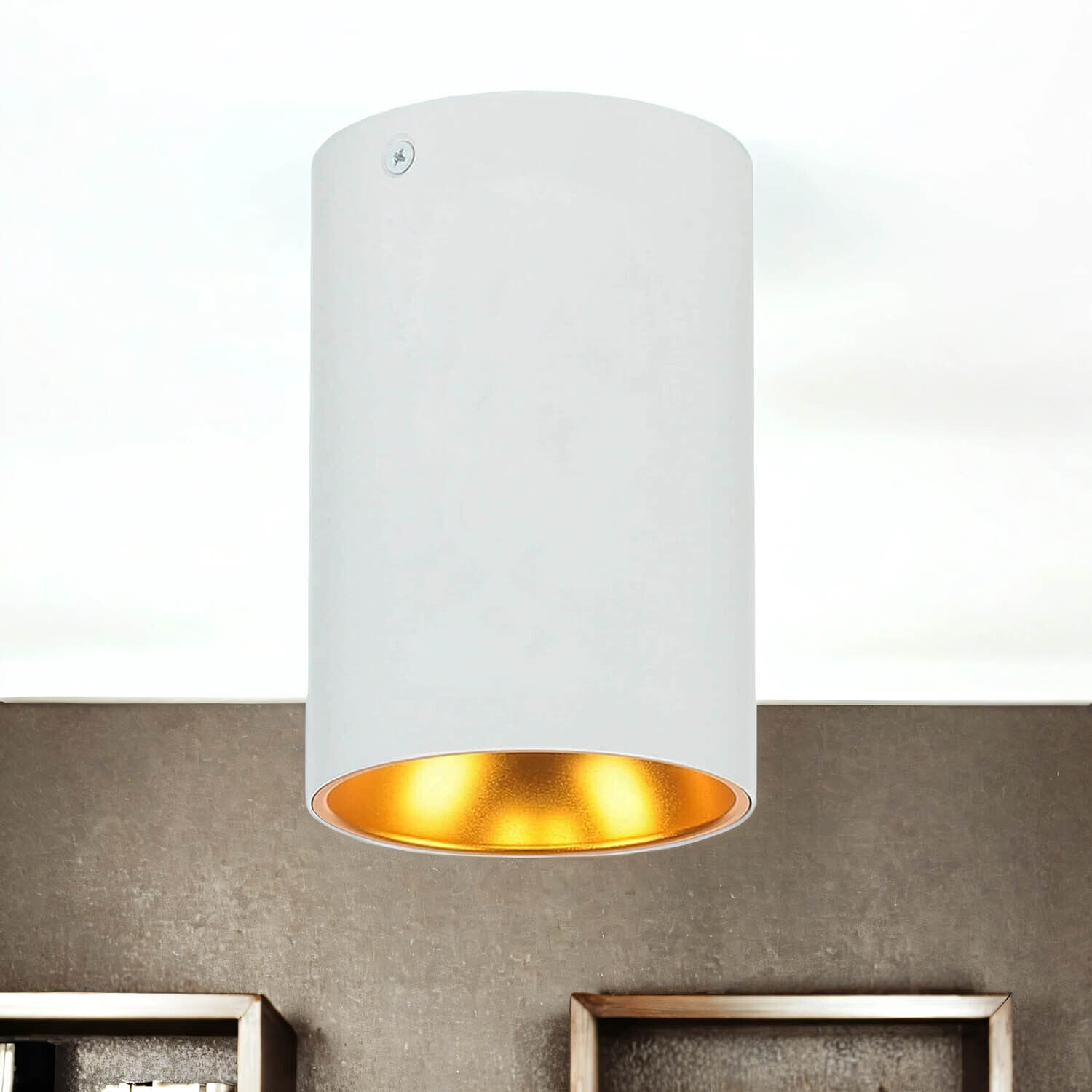 Deckenspot rund Ø 9,5 cm klein Metall GU10 Weiß Kupfer-Gold