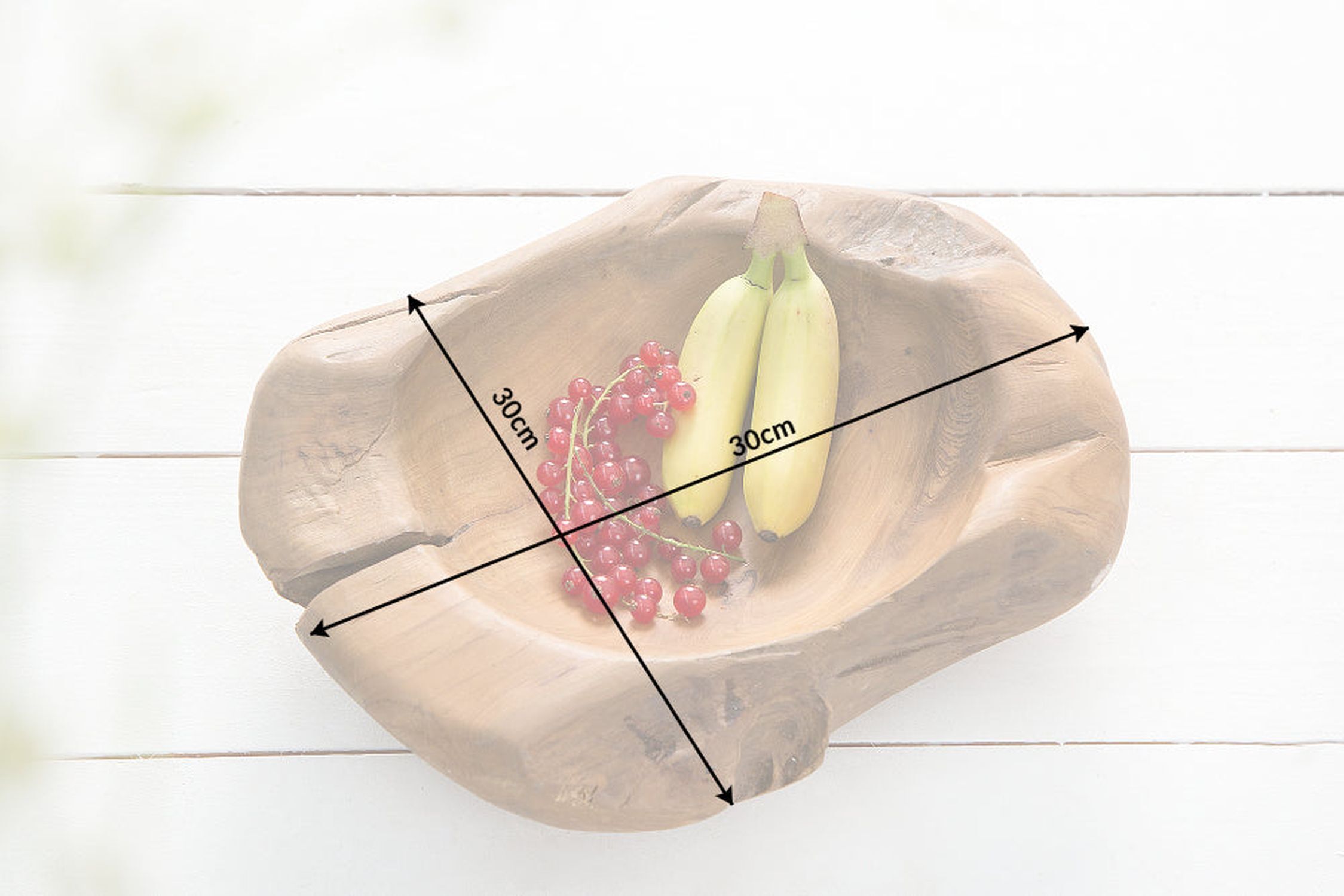 Coupe décorative en teck bois pièce unique artisanale L : 30 cm Banane, Essen, Obst, Pflanze, Produzieren