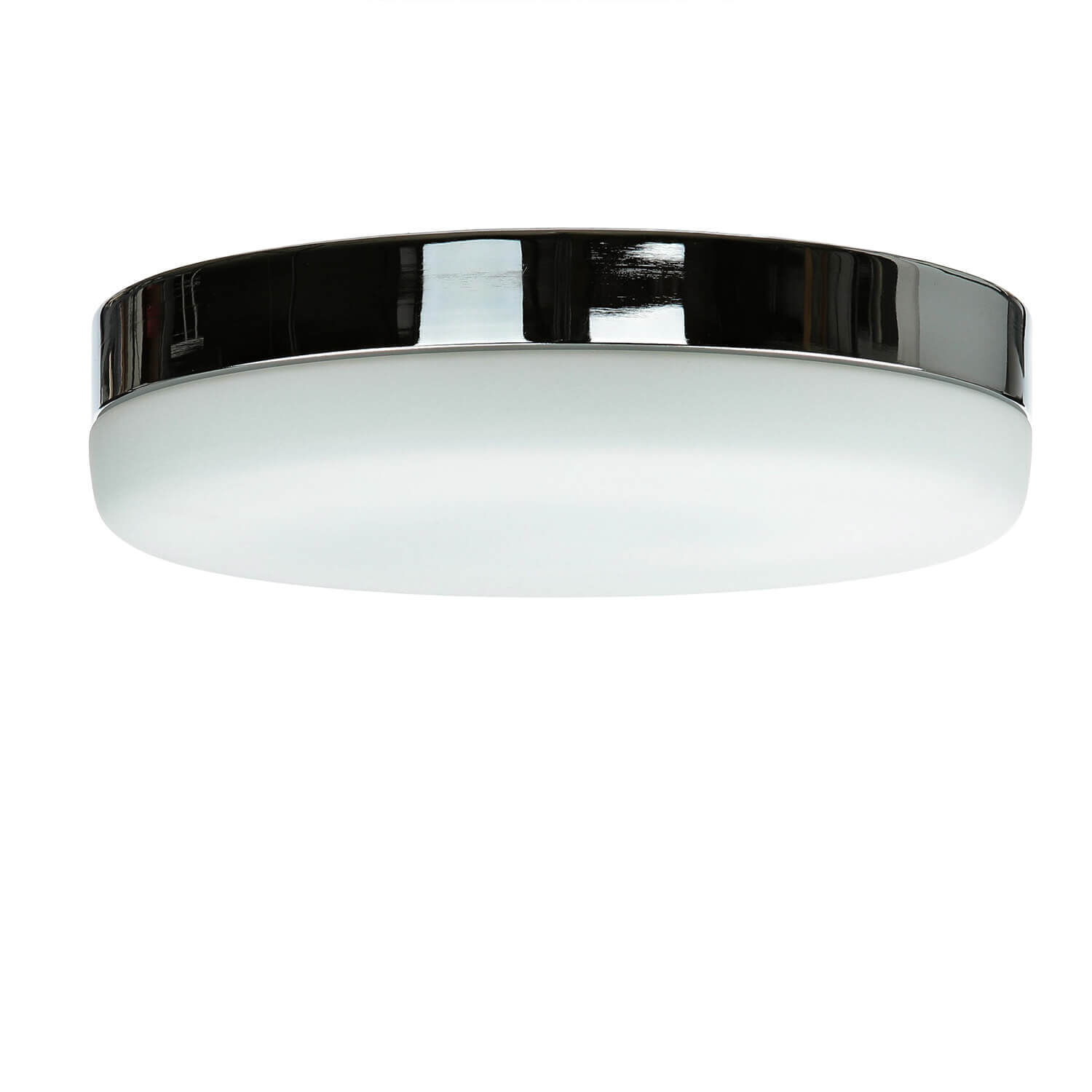 Badezimmerleuchte rund D: 29 cm Glas Chrom Weiß Deckenleuchte, Leuchte