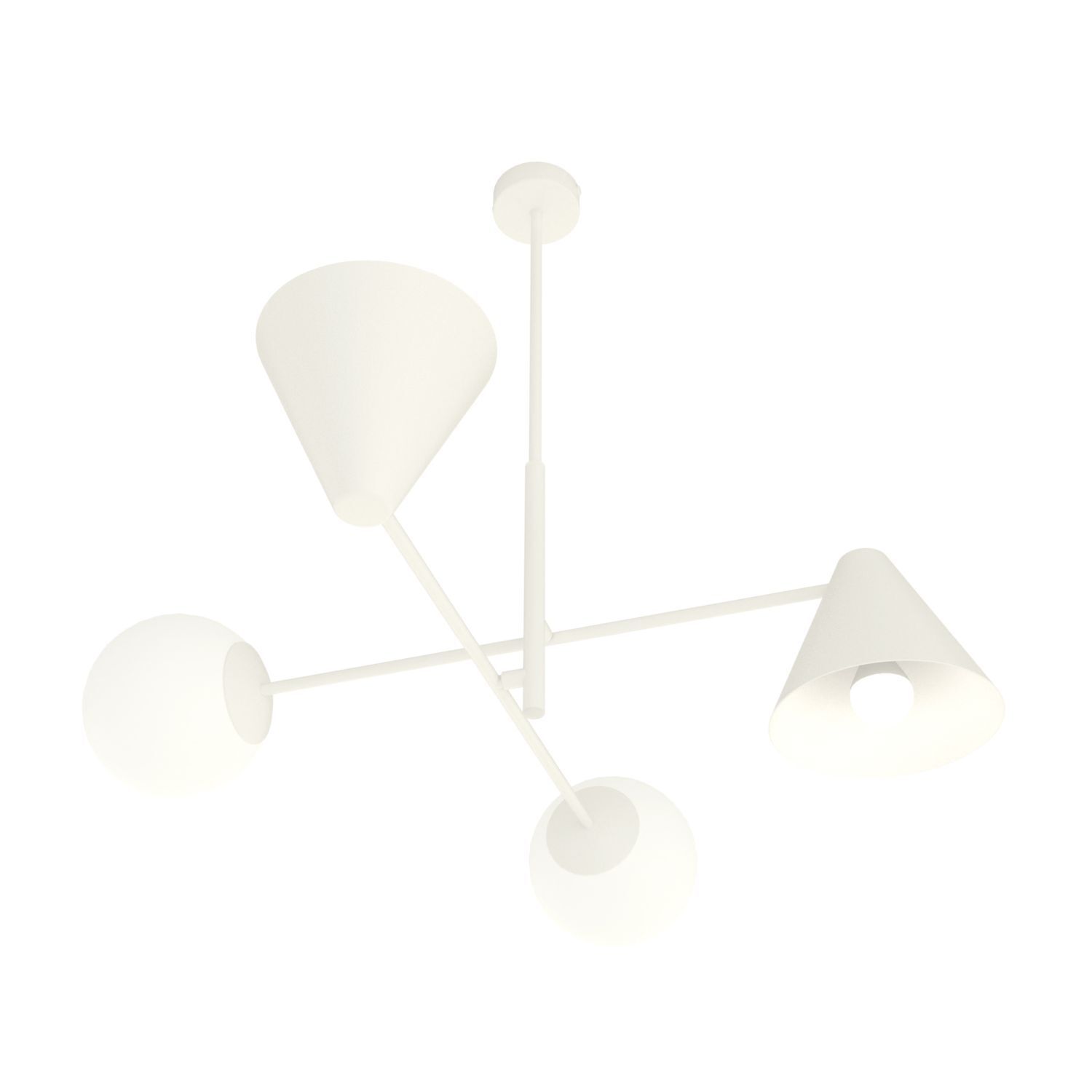 Plafonnier blanc faible éblouissement métal verre E14 4-flamme Lampe, Kronleuchter, Deckenleuchte