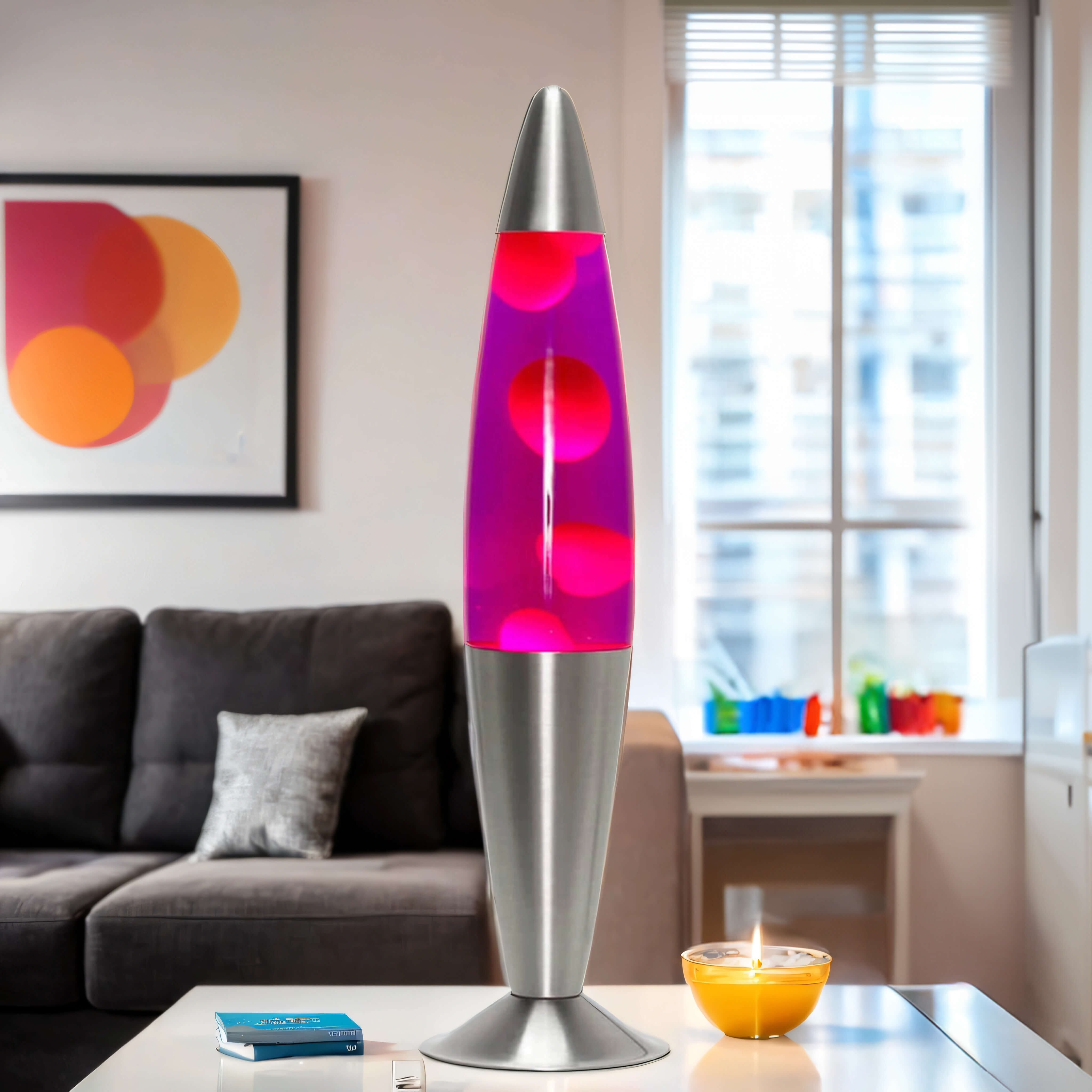 Aufregende Retro Lavalampe Lila Rot 42cm JENNY Lampe, Kerze