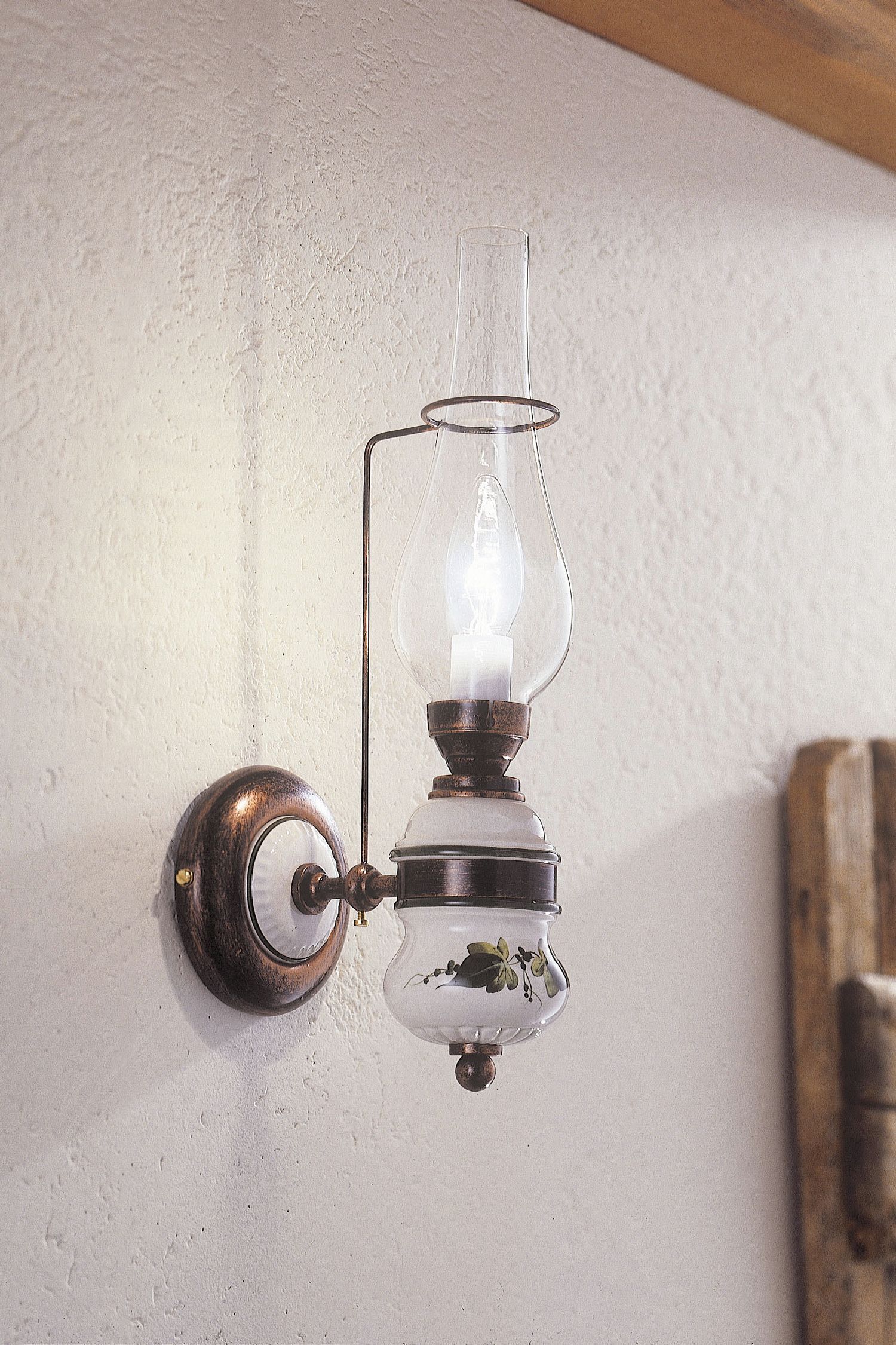 Wandleuchte Metall Glas 40 cm hoch E14 Vintage GIANNI Leuchte, Lampe