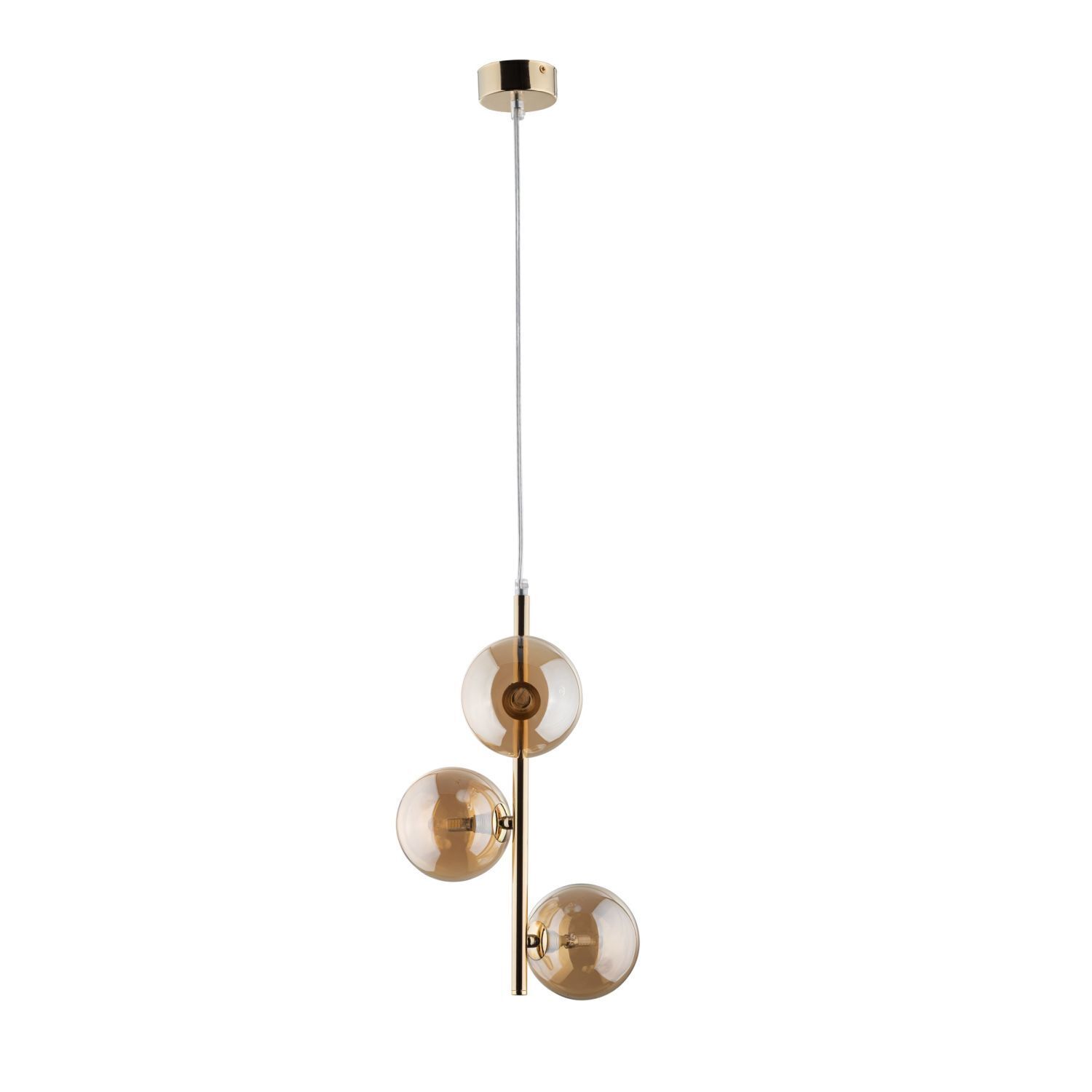 Pendelleuchte Rauchglas Metall B: 23cm in Gold Bernstein MIEKE Leuchter, Lampe