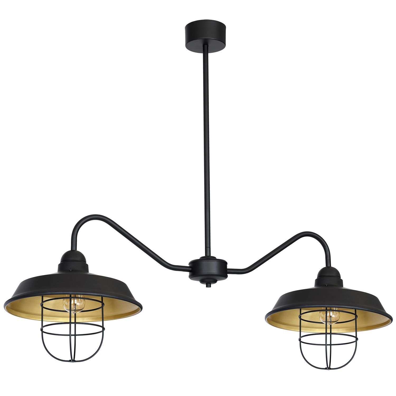 Deckenlampe Industrial Schwarz Gold 2x E27 120 cm lang Leuchte, Lampe, Deckenventilator, Elektrisches Gerät, Kronleuchter