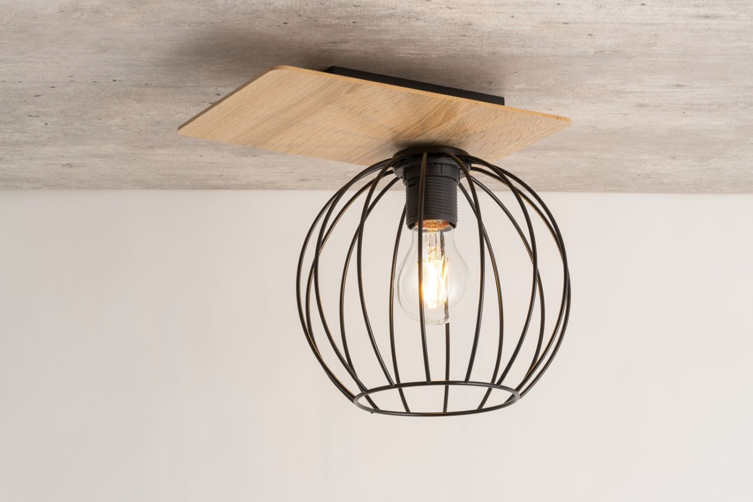 Plafonnier E27 Noir Naturel Métal Bois intérieur Plafonnier E27 Noir Naturel Métal Bois intérieur