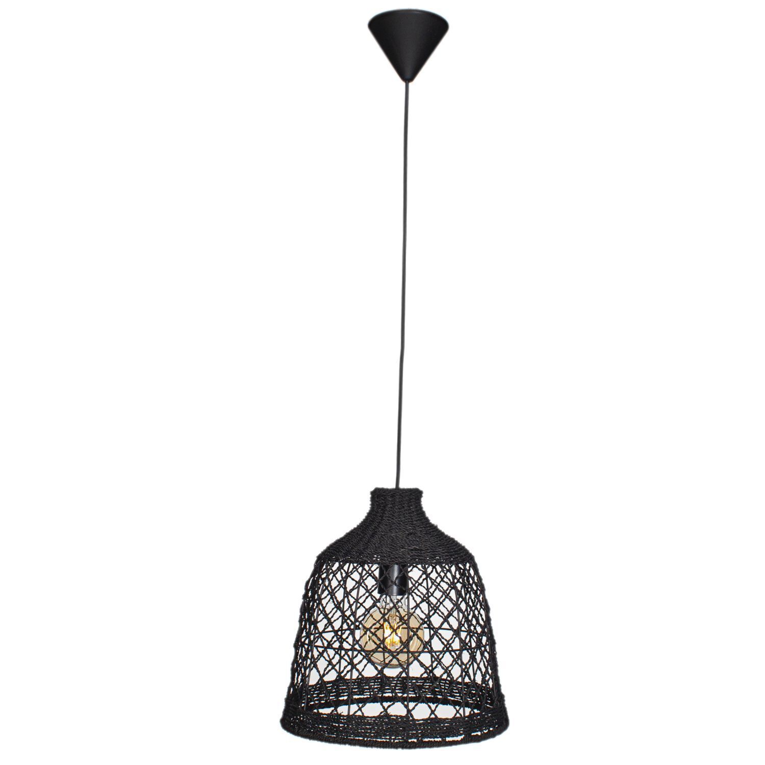 Suspension Noir Jute L : 34 cm H : max. 120 cm E27 Lampe