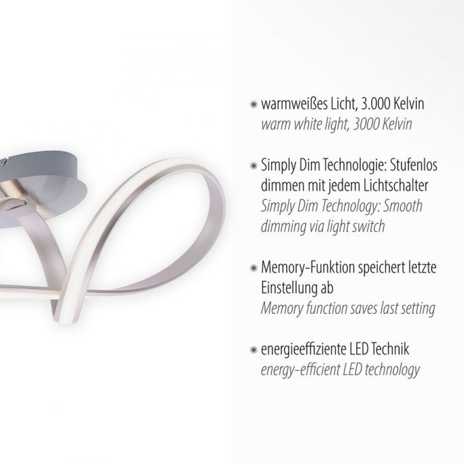 Lampe de plafonnier LED à intensité variable Métal en acier 2050 lm Moderne