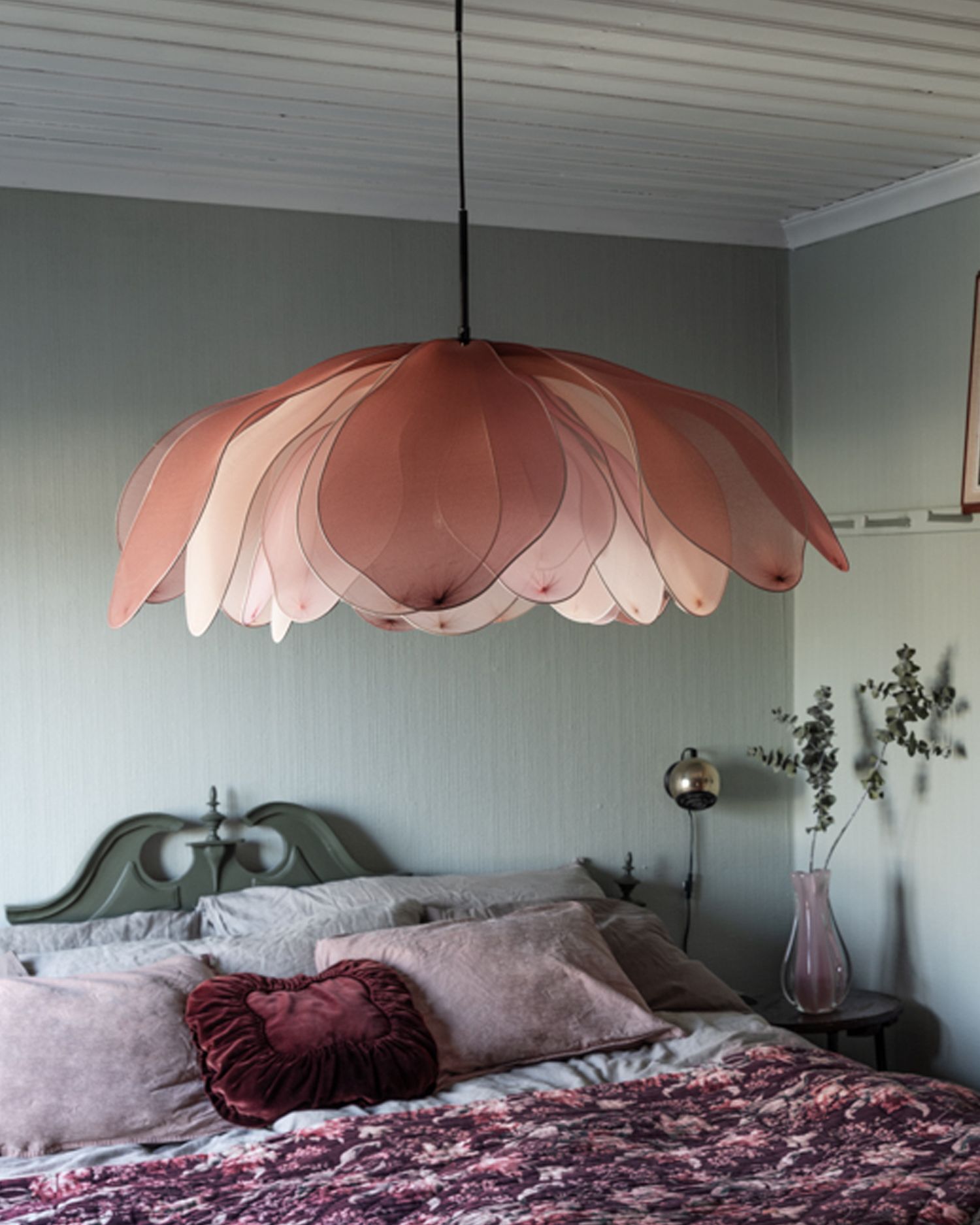 Suspension Tissu 80 cm de large H : max. 120 cm flexible Rose Kissen, Dekoration für Zuhause, Innenarchitektur, Lampe