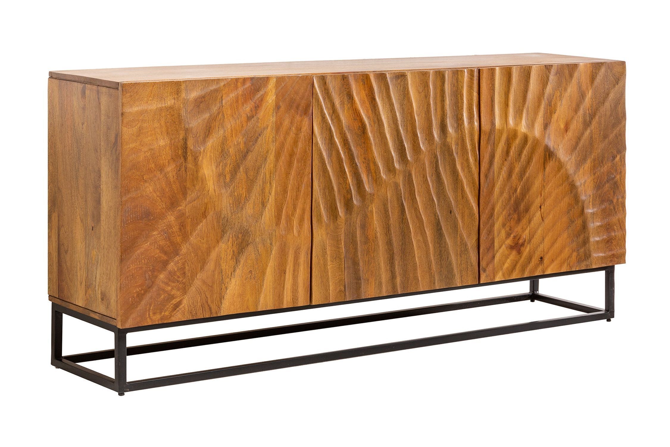 Sideboard 140 cm breit Mangoholz Eisen Handarbeit 3D Muster