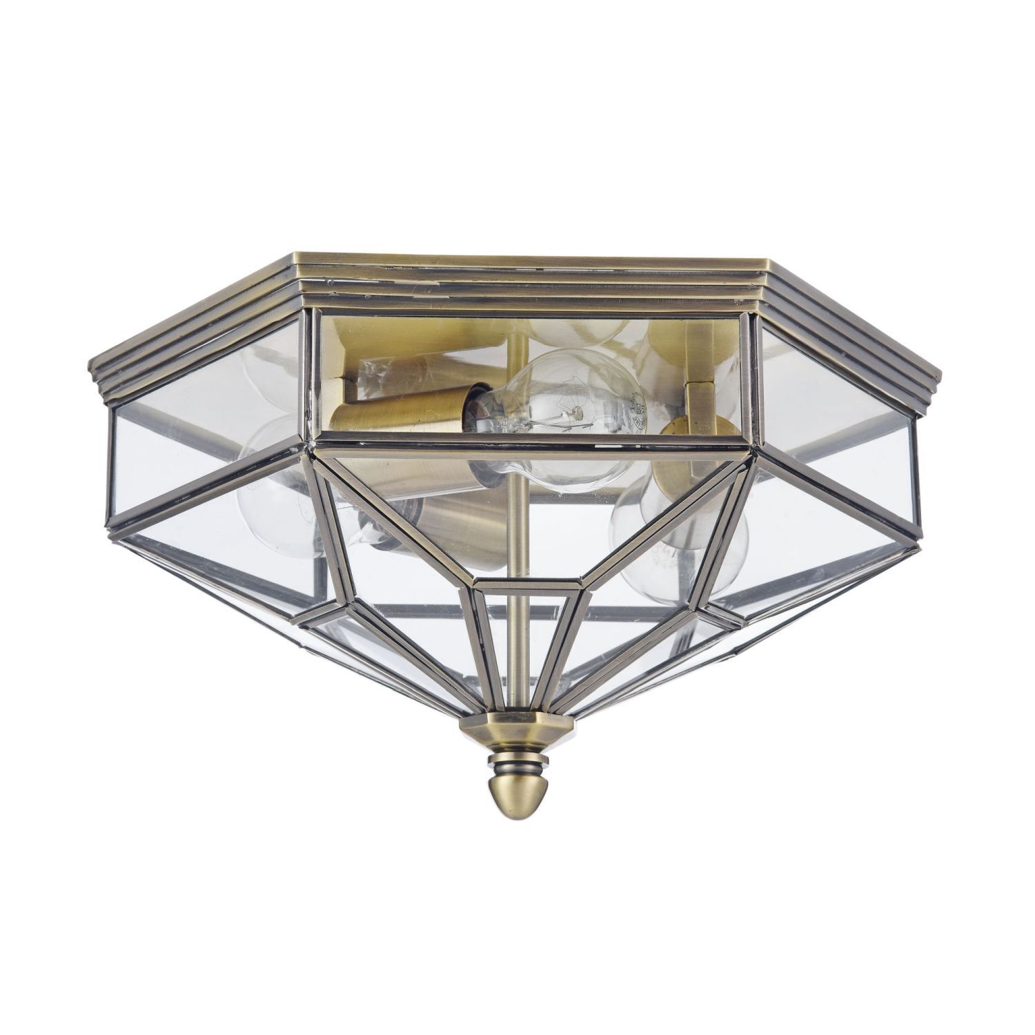 Deckenleuchte Metall Glas IP43 in Bronze E27 3-flammig Deckenleuchte, Leuchte, Kronleuchter, Lampe