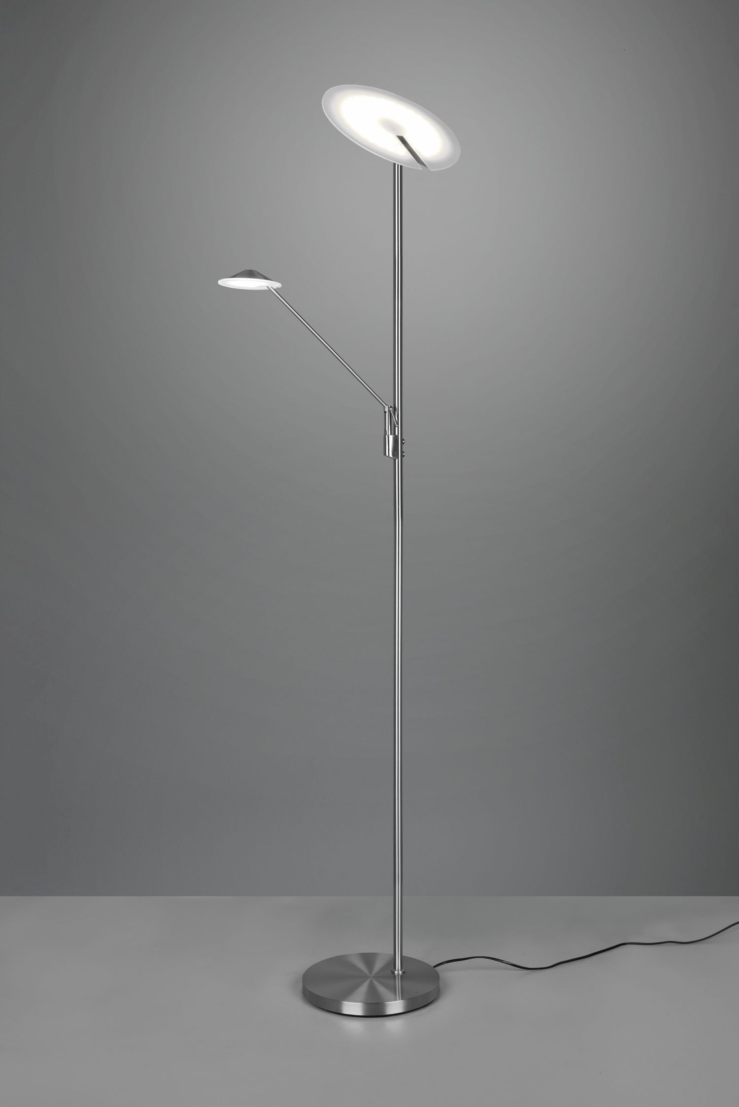 Lampadaire LED flexible à intensité variable 180 cm en nickel Lampe
