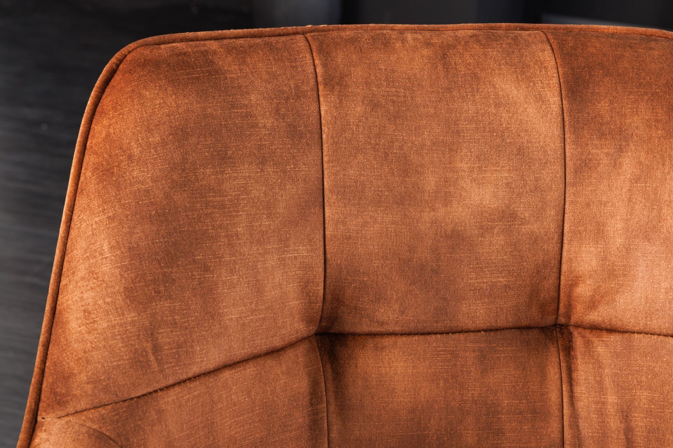 Chaise pivotante velours métal sans roulettes avec accoudoirs marron noir