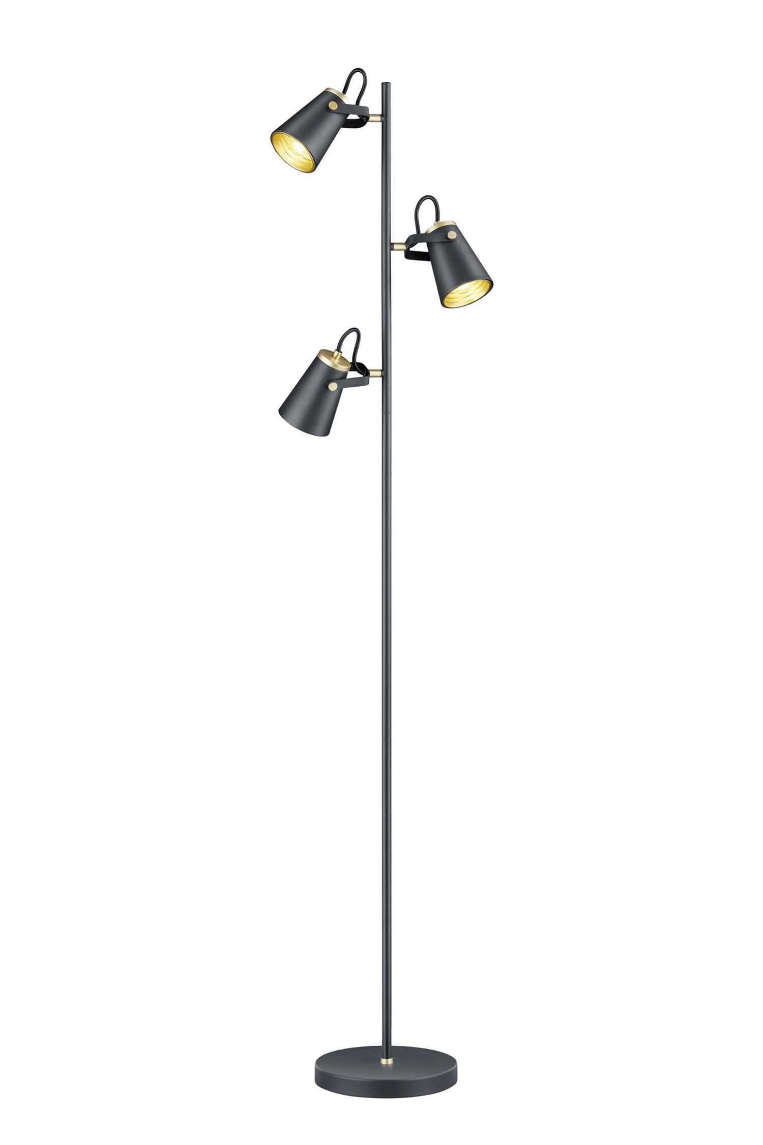 Bewegliche Stehleuchte Metall 160 cm E14 3-flmg Schwarz Lampe, Lampenschirm
