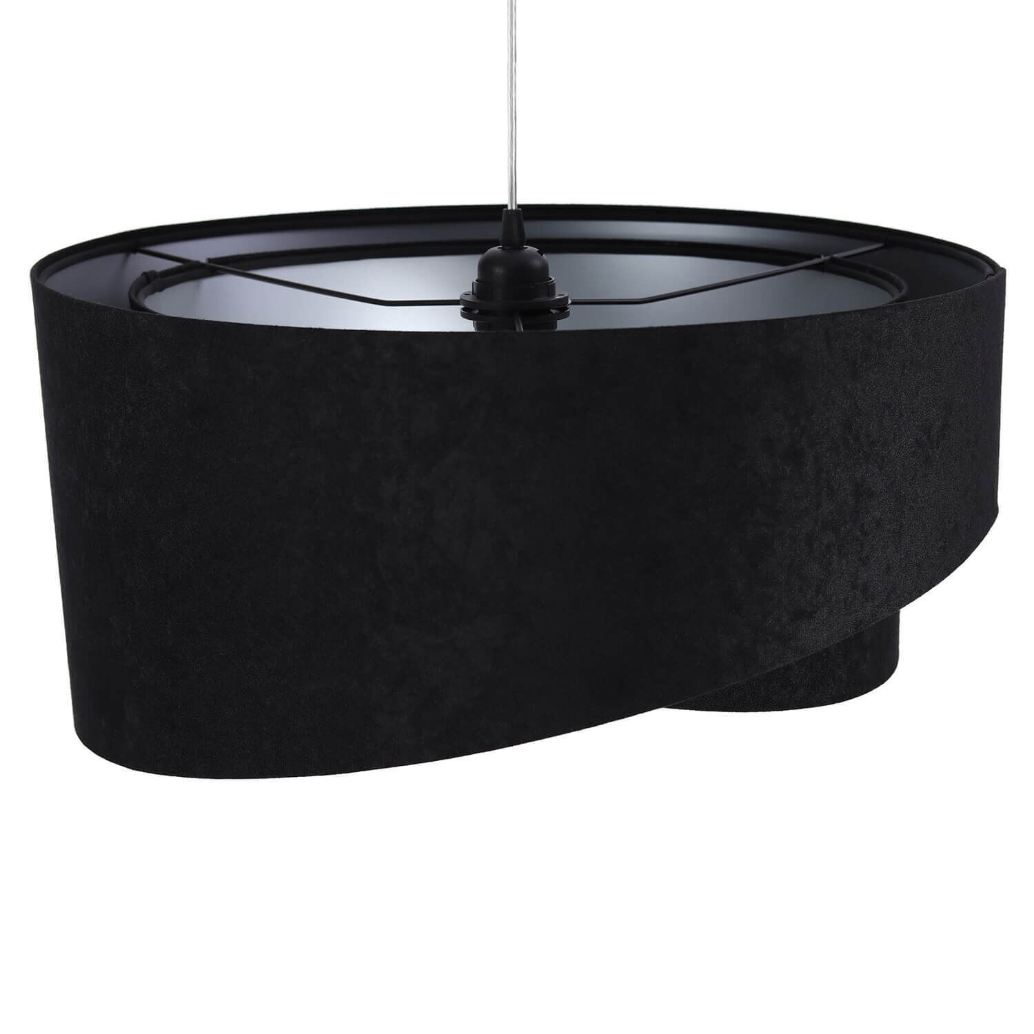 Suspension Table de salle à manger Noir Argent Tissu Ø50cm Lampe, Mobiliar, Tabelle, Kronleuchter
