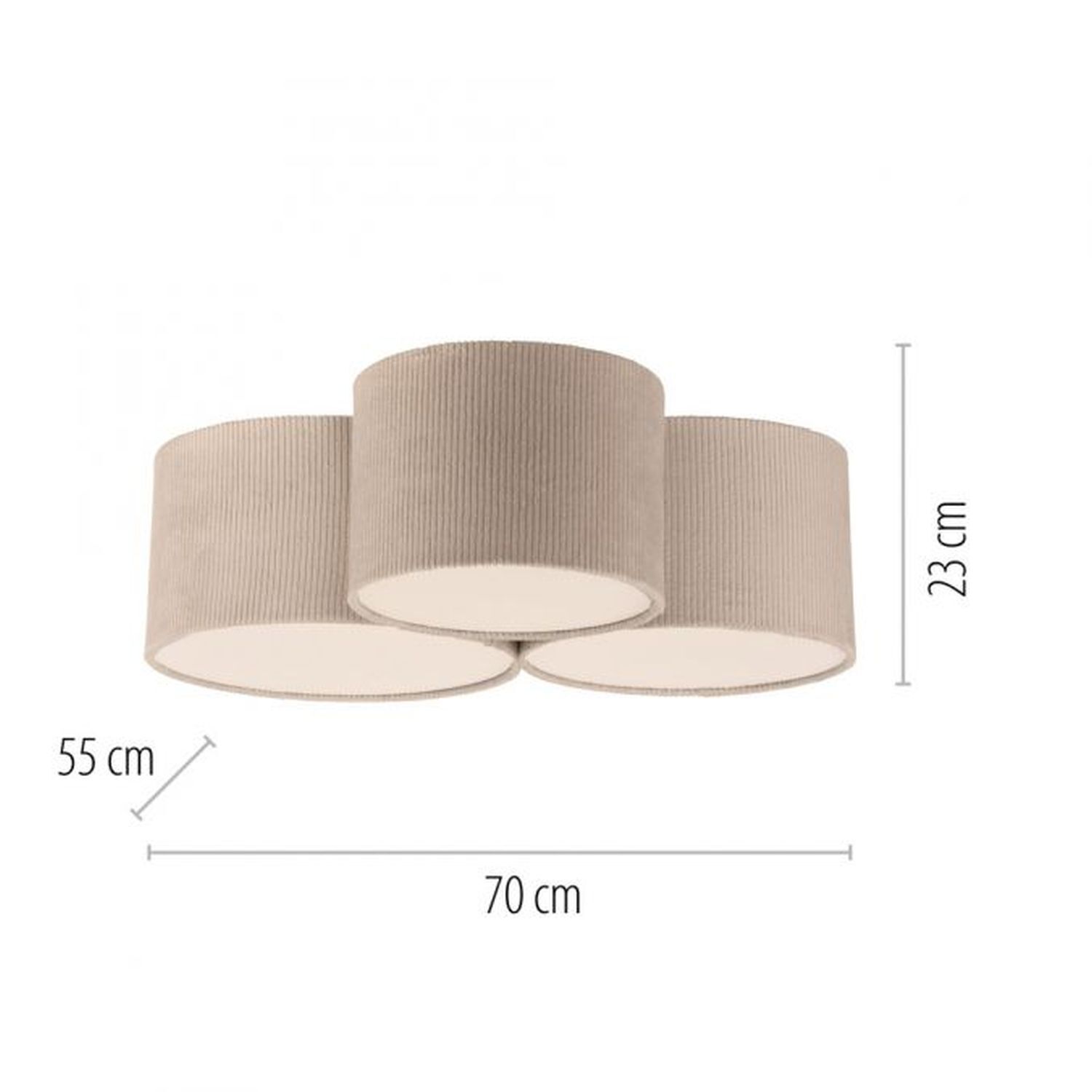 Wohnliche Deckenlampe Beige E27 L:70 cm 3-flmg blendarm Wohnliche Deckenlampe Beige E27 L:70 cm 3-flmg blendarm