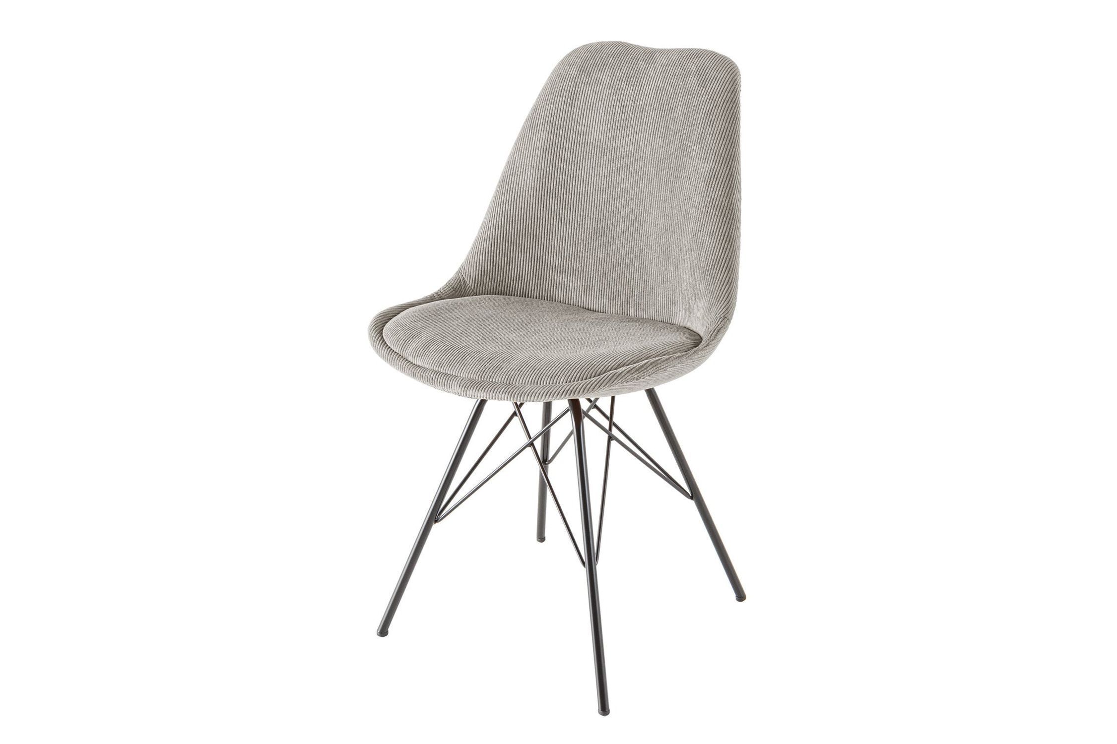 Chaise de salle à manger Cordon Métal en Gris Noir Haricot Accoudoir