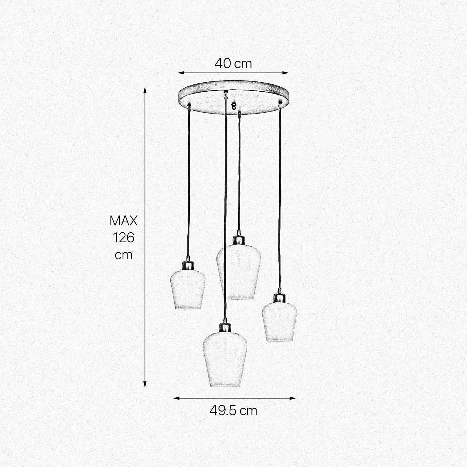 Hängelampe rund D: 49,5 cm Glas Messing Eisen Schwarz Weiß