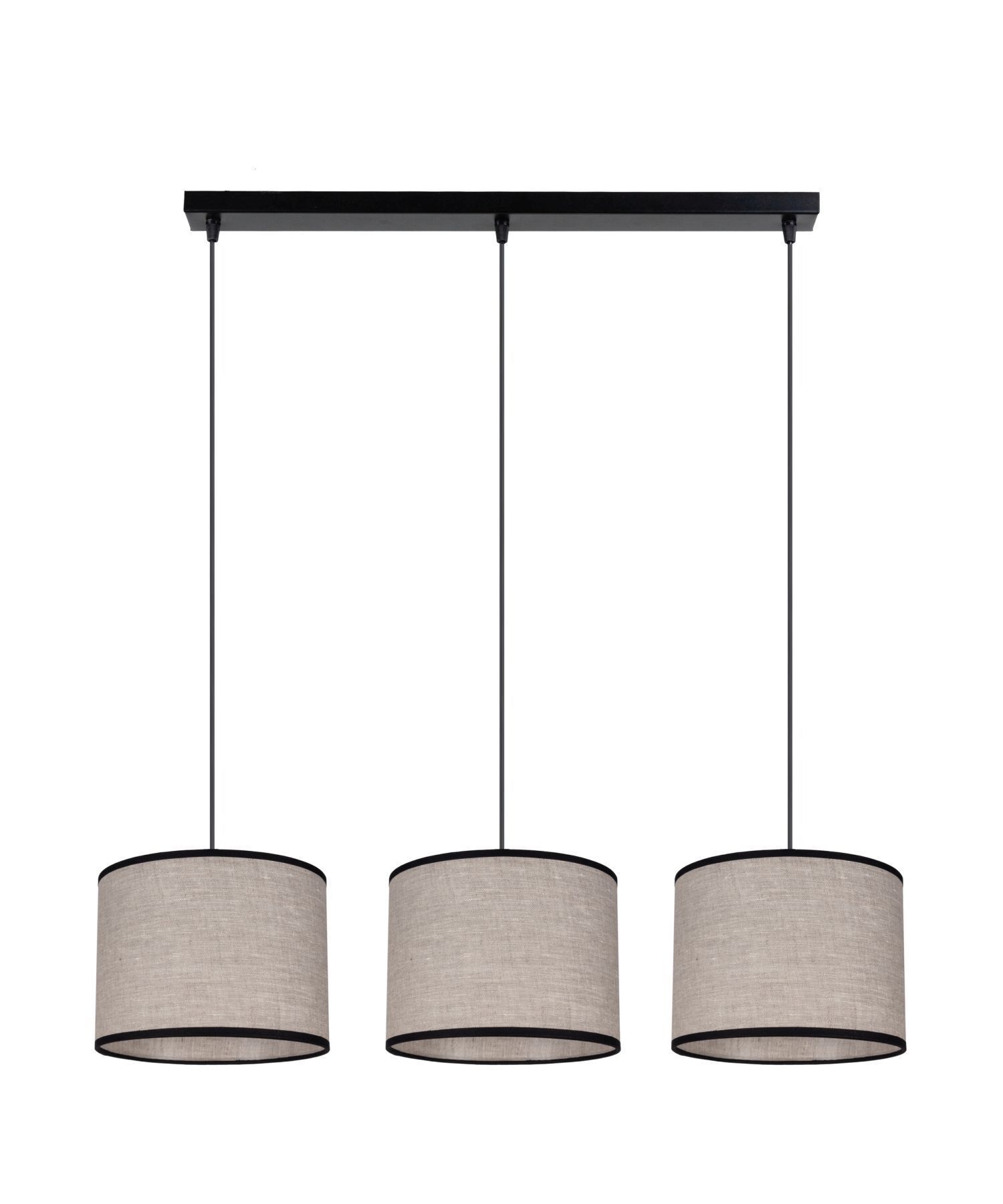 Suspension Tissu Noir Beige E27 70 cm long 3-flmg