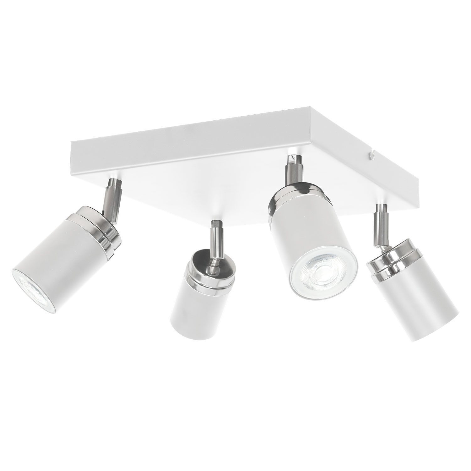 Spot de plafond réglable blanc chrome 4-flamme GU10 métal