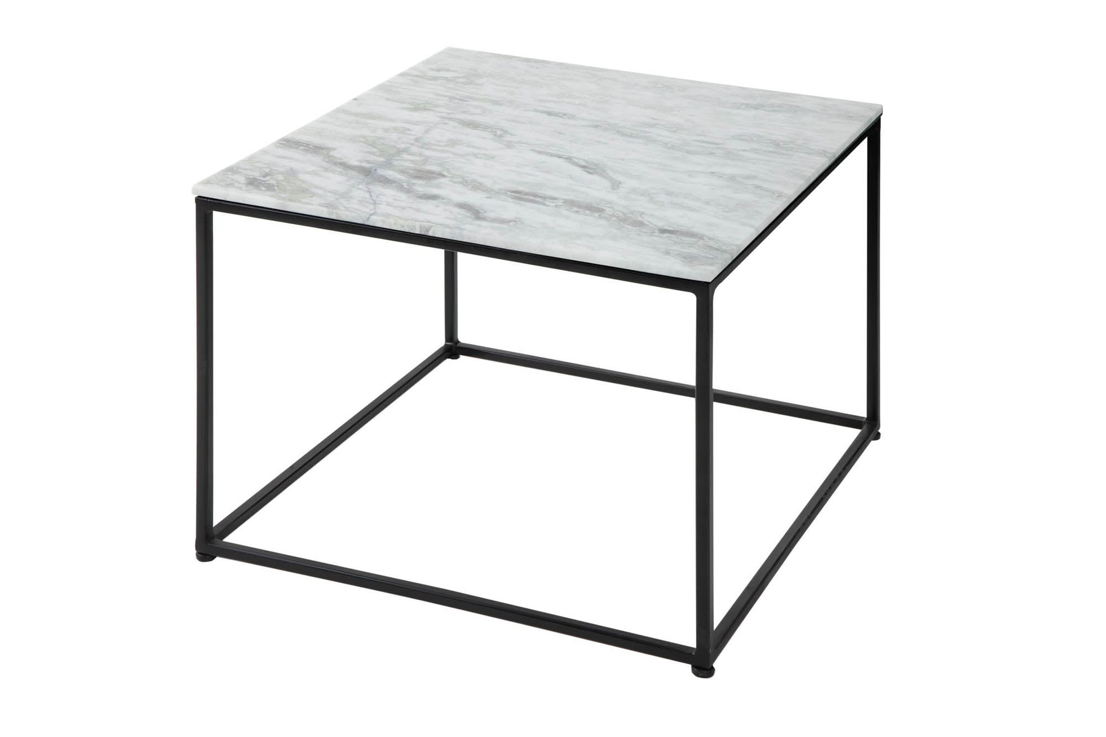 Table basse en marbre métal blanc noir 50 x 50 cm