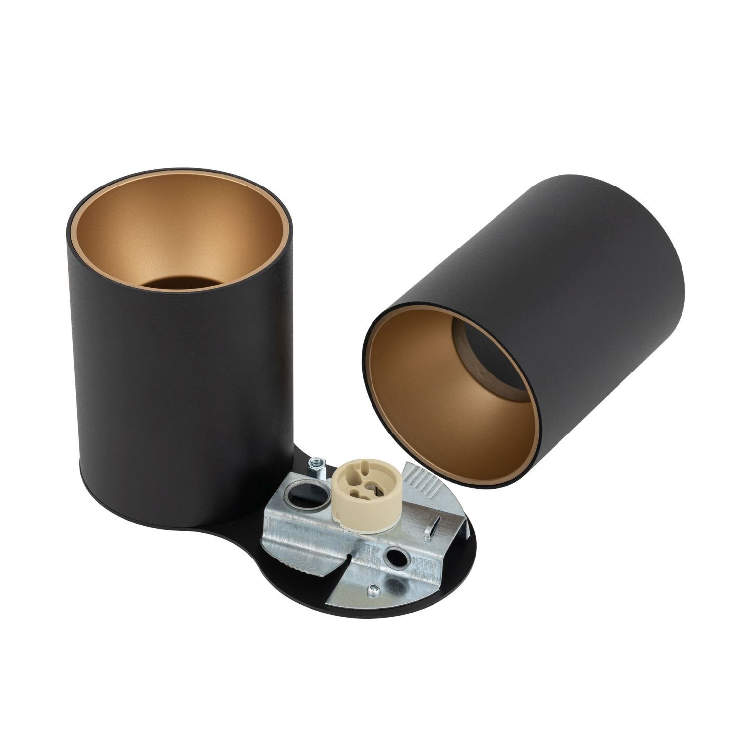 Elegante Deckenlampe in Schwarz Gold 2x GU10 klein Wandhalter, Lampe, Korpus, E27 Fassungen, Metallhalterung