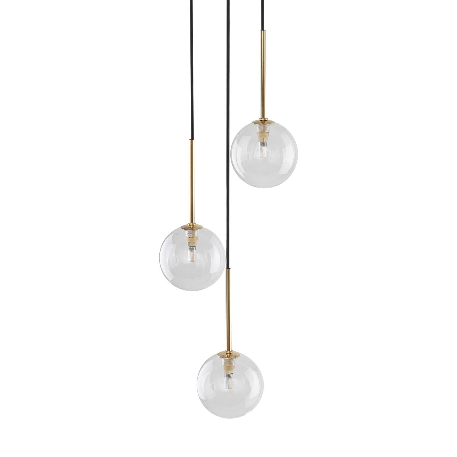 Suspension 3 flammes réglable verre métal Ø 25 cm G9