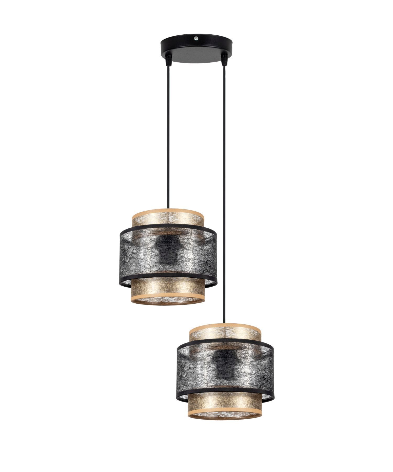 Suspension Tissu Noir Or L:33 cm E27 faible éblouissement Leuchte, Kronleuchter, Lampe