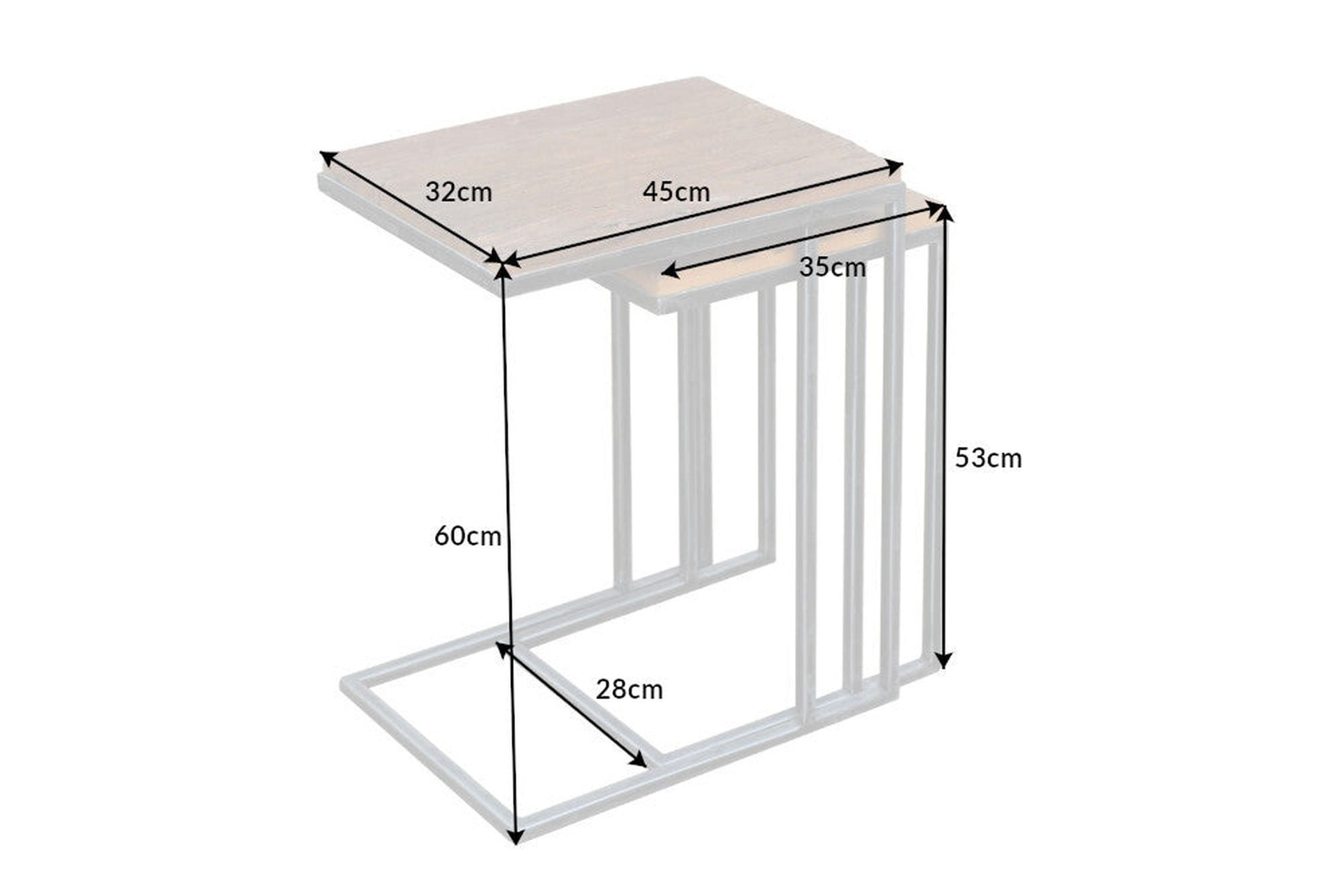 Set de 2 tables d'appoint en bois recyclé et en métal, fabrication artisanale Moebel, Tabelle, Postfach