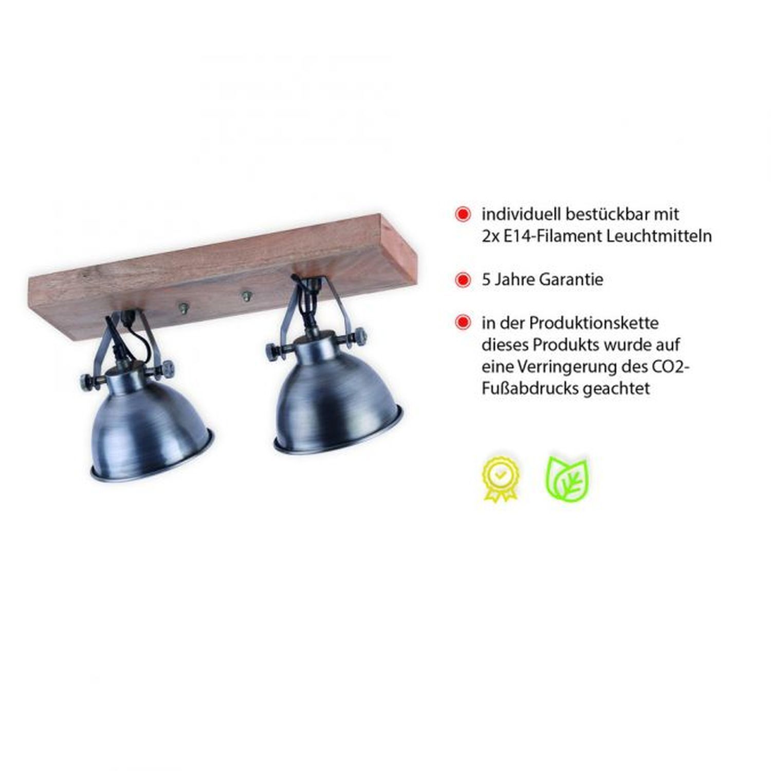 Flexibler Deckenspot Holz Metall E14 44,5 cm Industrial Flexibler Deckenspot Holz Metall E14 44,5 cm Industrial
