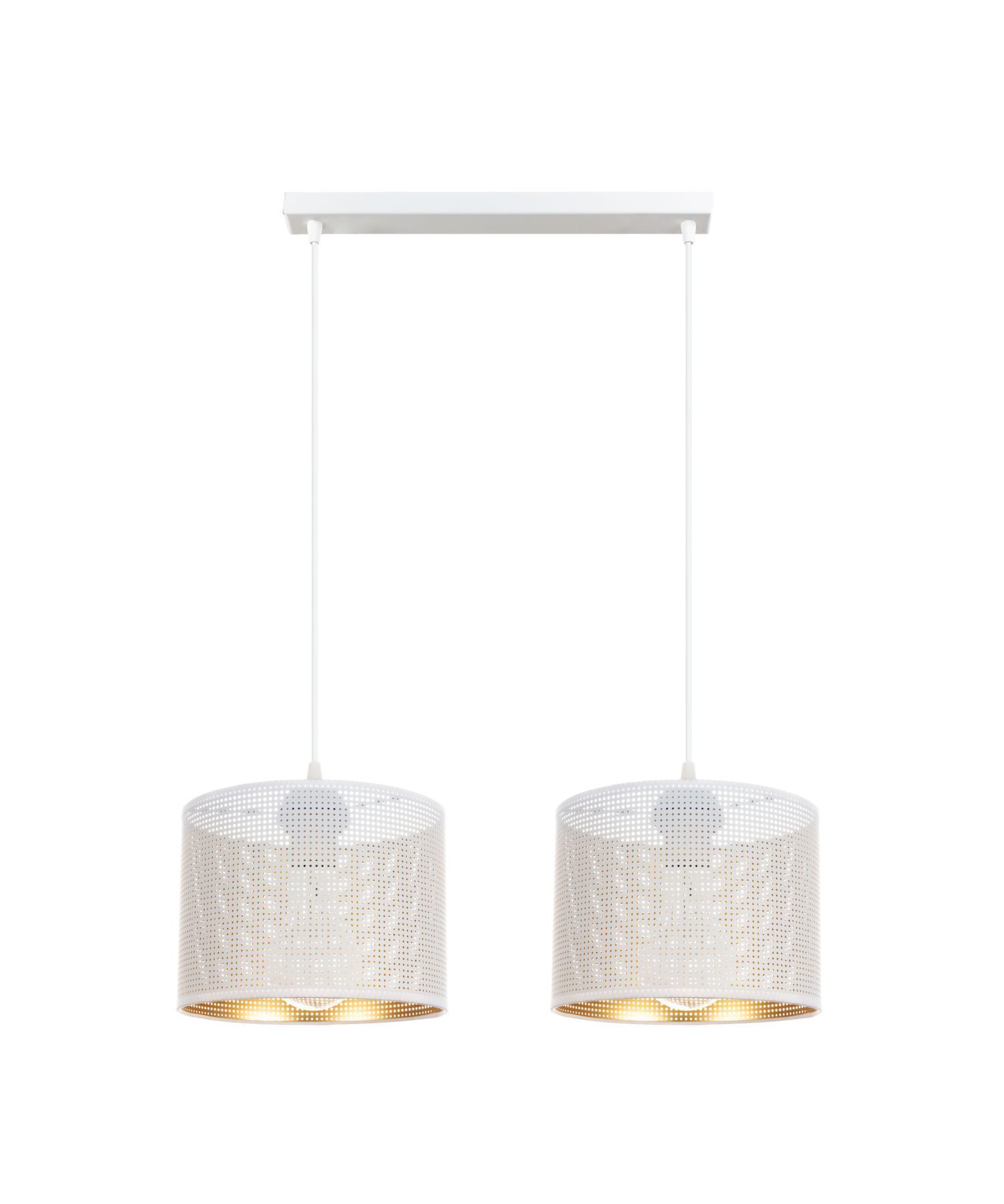 Suspension métal blanc or E27 2-flmg 50 cm de long