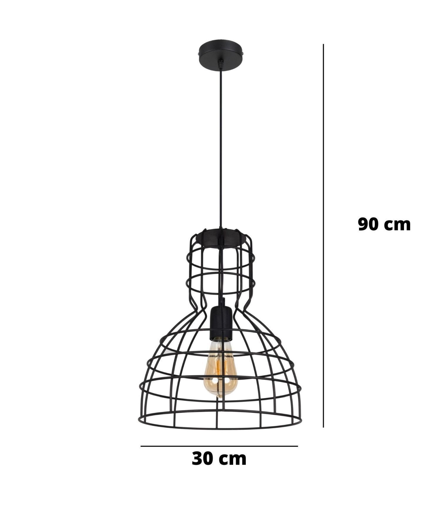 Schwarze Hängelampe Drahtschirm Metall Ø30 cm E27 Loft Lampe, Kronleuchter, Leuchte