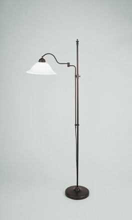 Lampadaire confortable laiton antique verre blanc E27 160 cm