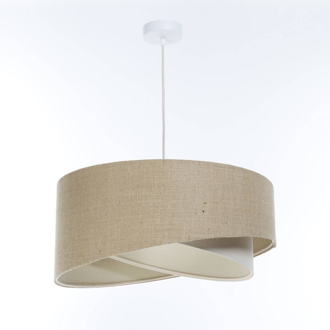Suspension ronde Ø 50 cm Tissu Nature Crème E27 Boho