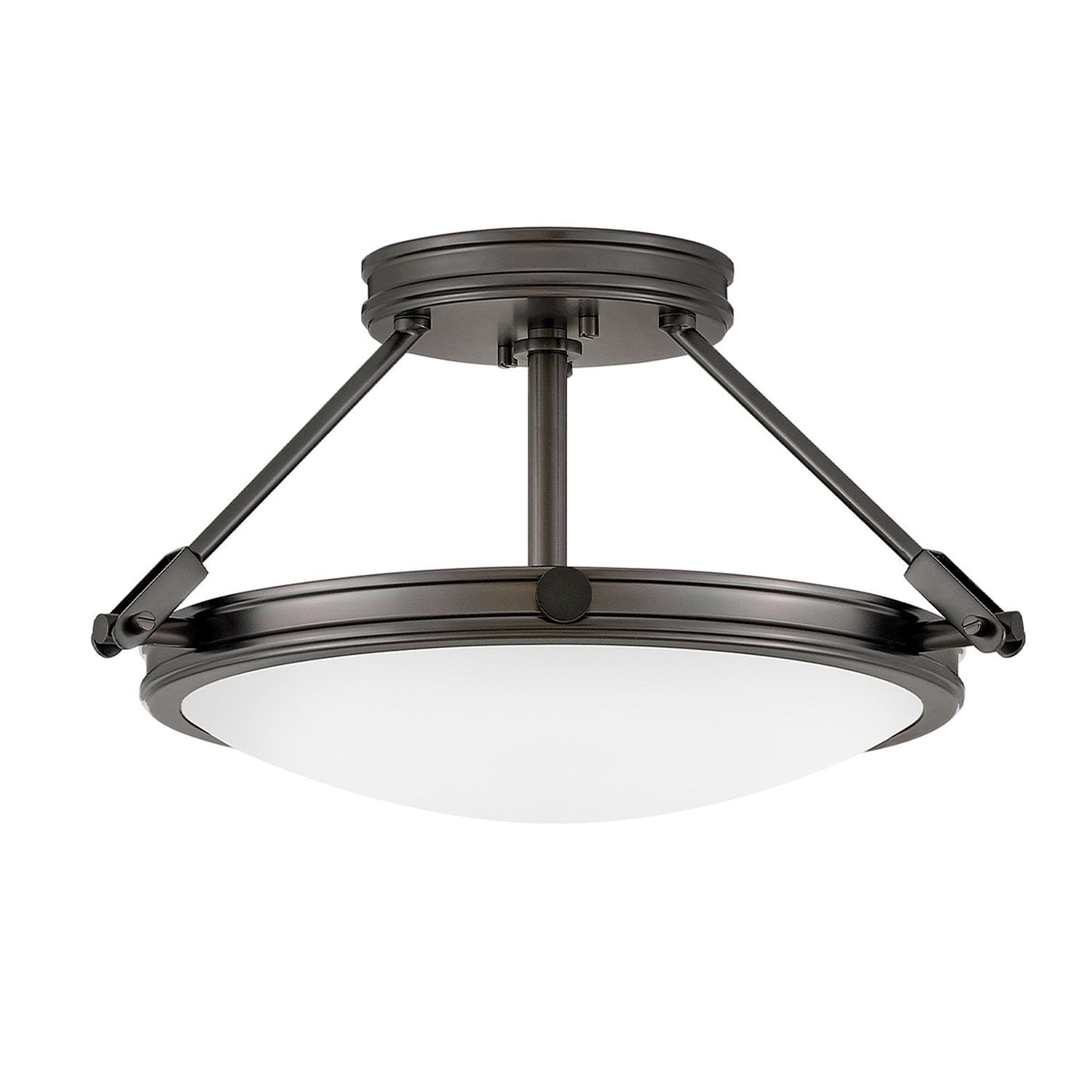Lampe de plafonnier ronde métal verre Ø 42 cm noir blanc 3x E14