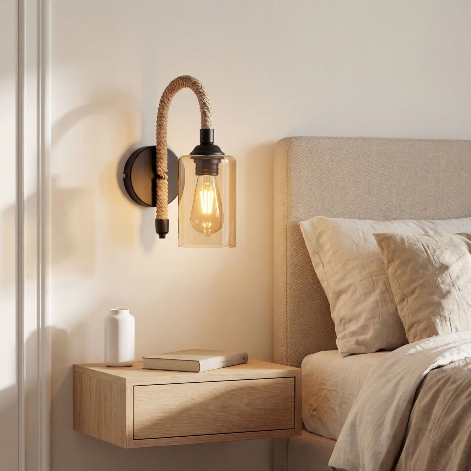 wandlampe, nachttischlampe, ecklampe, kupferoptik, glühbirne